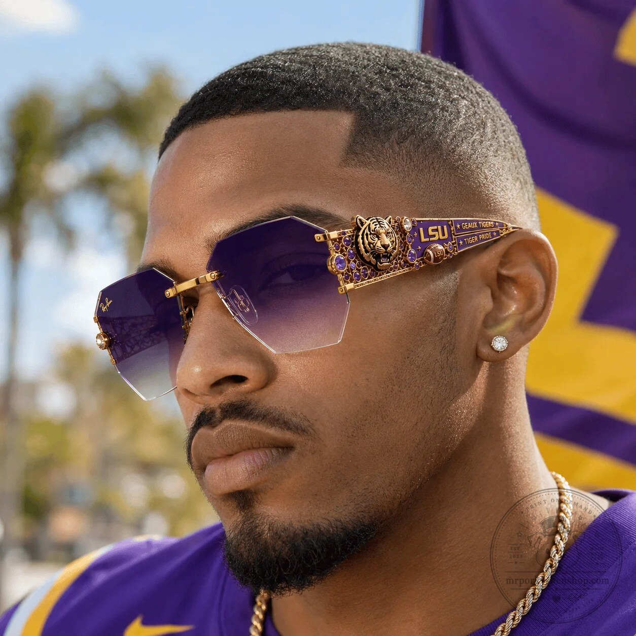 Louisiana State University Tigers Purple and Gold Rimless Sunglasses 8 Louisiana State University Tigers Purple and Gold Rimless Sunglasses