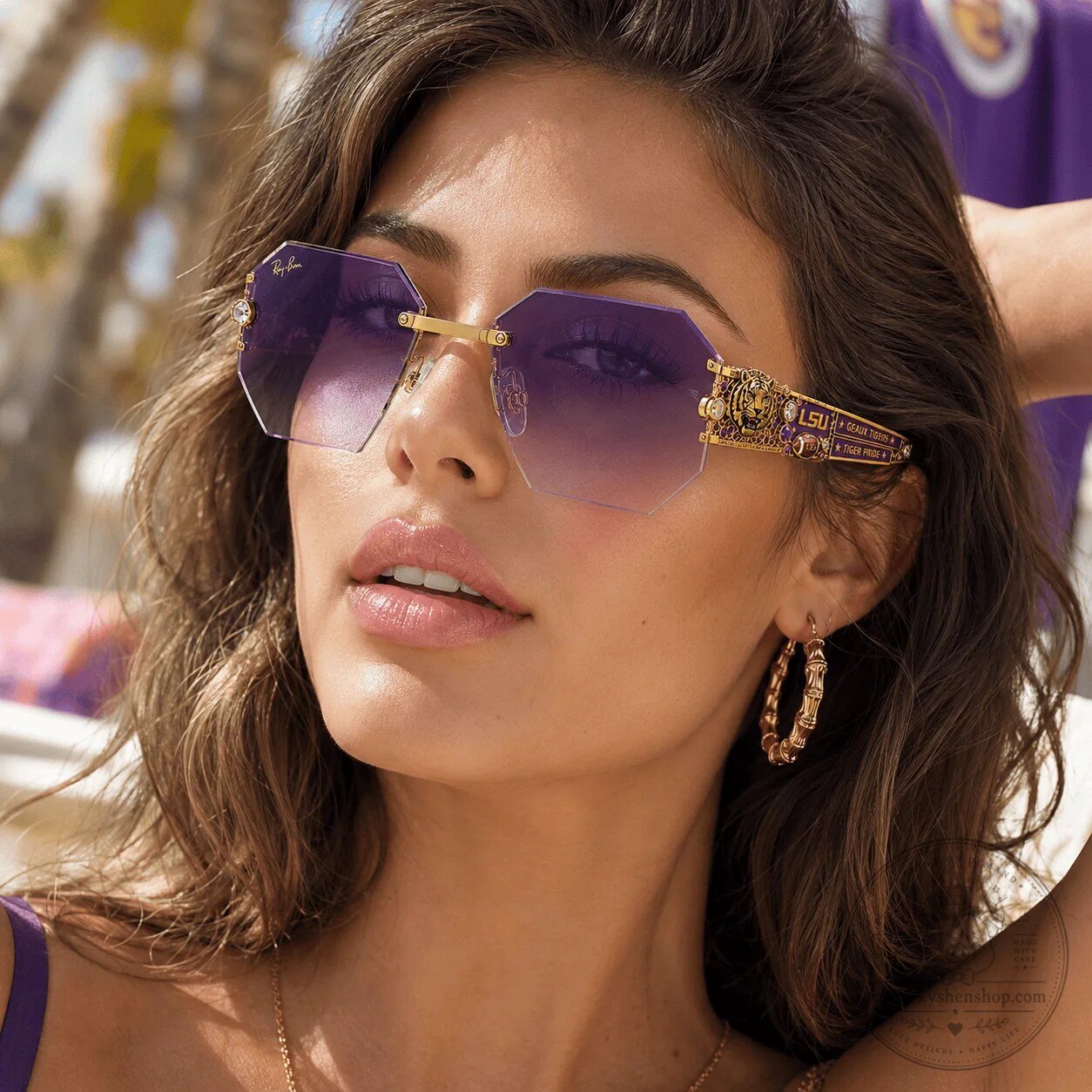Louisiana State University Tigers Purple and Gold Rimless Sunglasses 9 Louisiana State University Tigers Purple and Gold Rimless Sunglasses