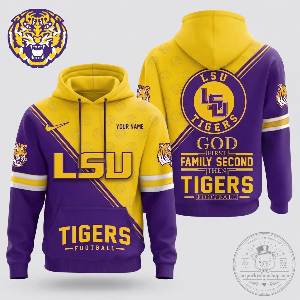 louisiana-state-university-tigers-football-god-first-family-second-then-tigers-hoodie-featured Louisiana State University Tigers Football God First Family Second Then Tigers Hoodie