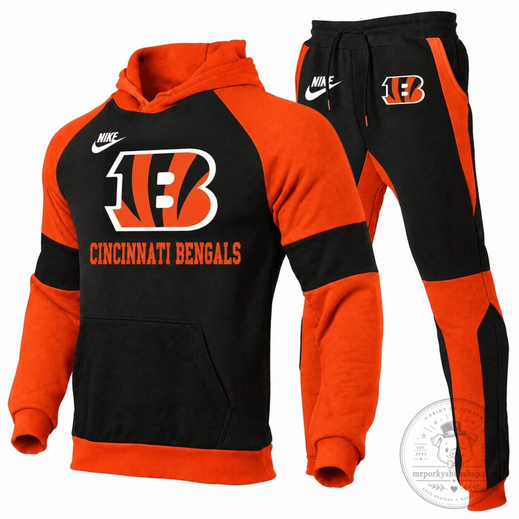 Cincinnati Bengals Black and Orange Football Team Hoodie and Pants Set Cincinnati Bengals Black and Orange Football Team Hoodie and Pants Set