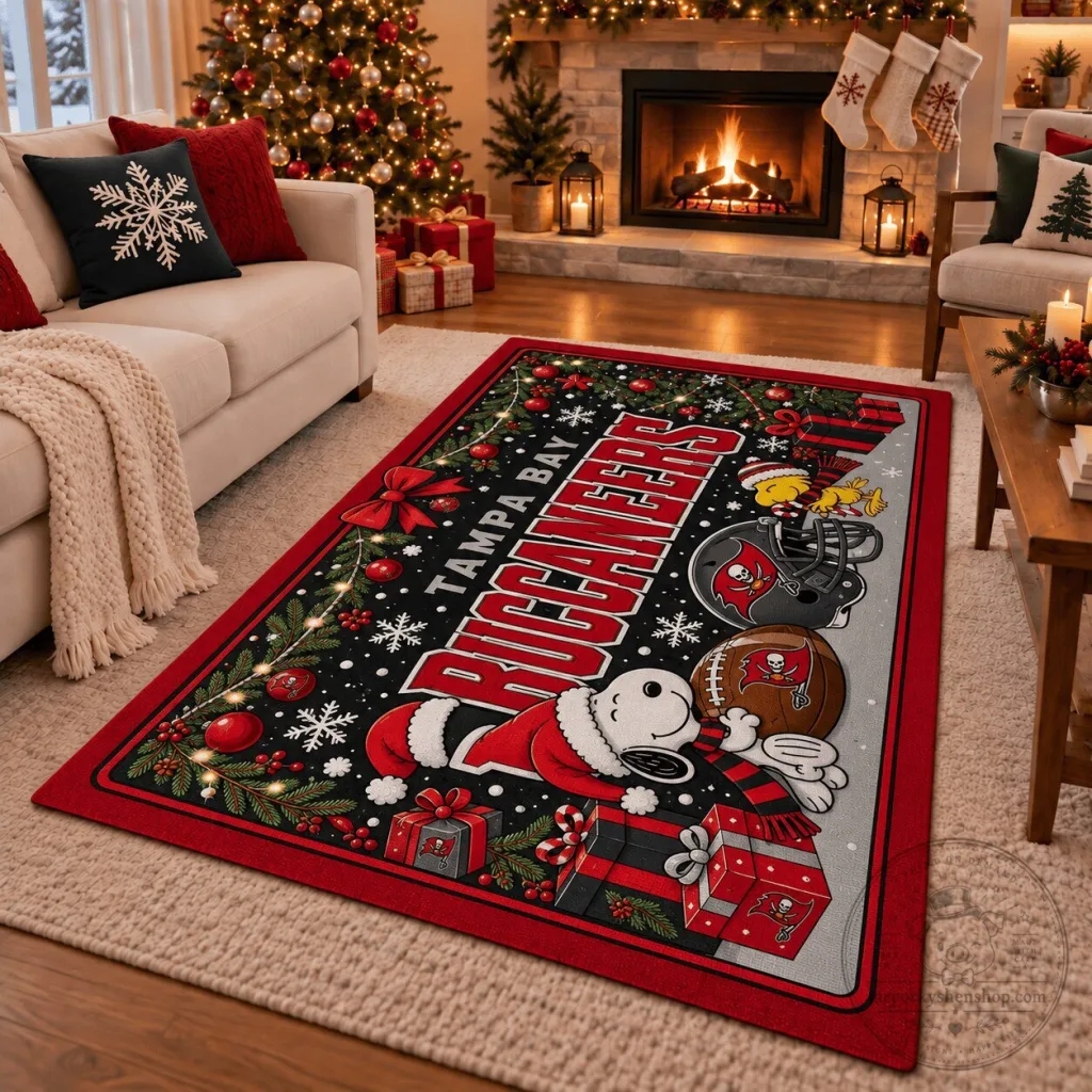 Tampa Bay Buccaneers Snoopy Christmas Holiday Area Rug Tampa Bay Buccaneers Snoopy Christmas Holiday Area Rug
