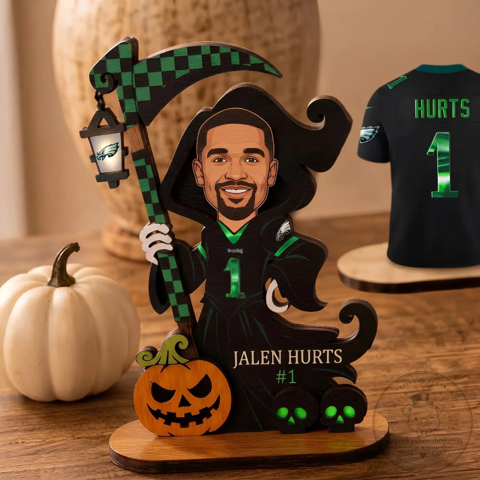 Jalen Hurts Philadelphia Eagles Halloween Wooden Standee