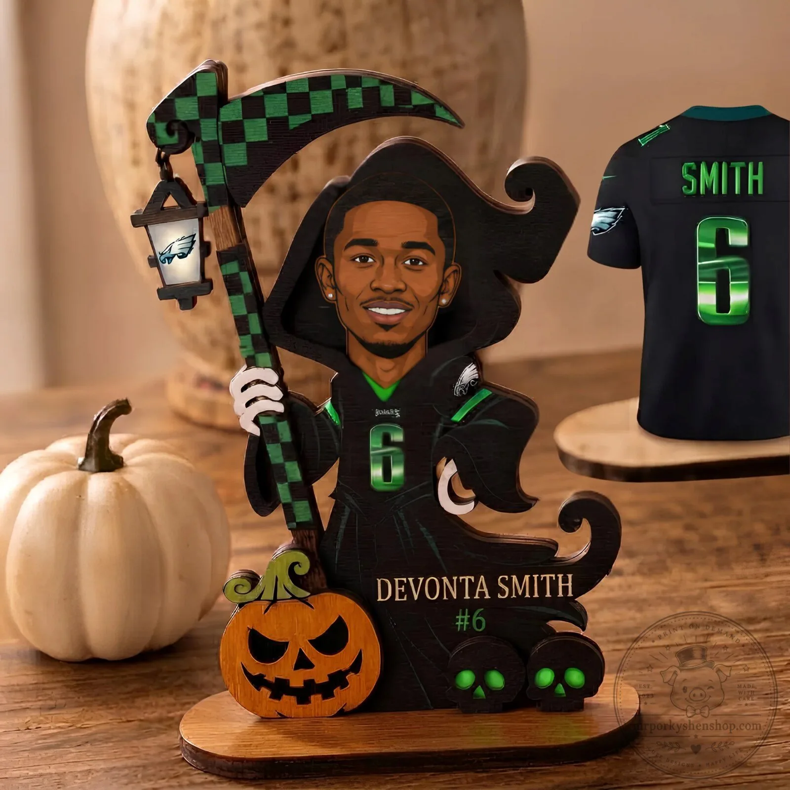 Jalen Hurts Philadelphia Eagles Halloween Wooden Standee 10 Jalen Hurts Philadelphia Eagles Halloween Wooden Standee