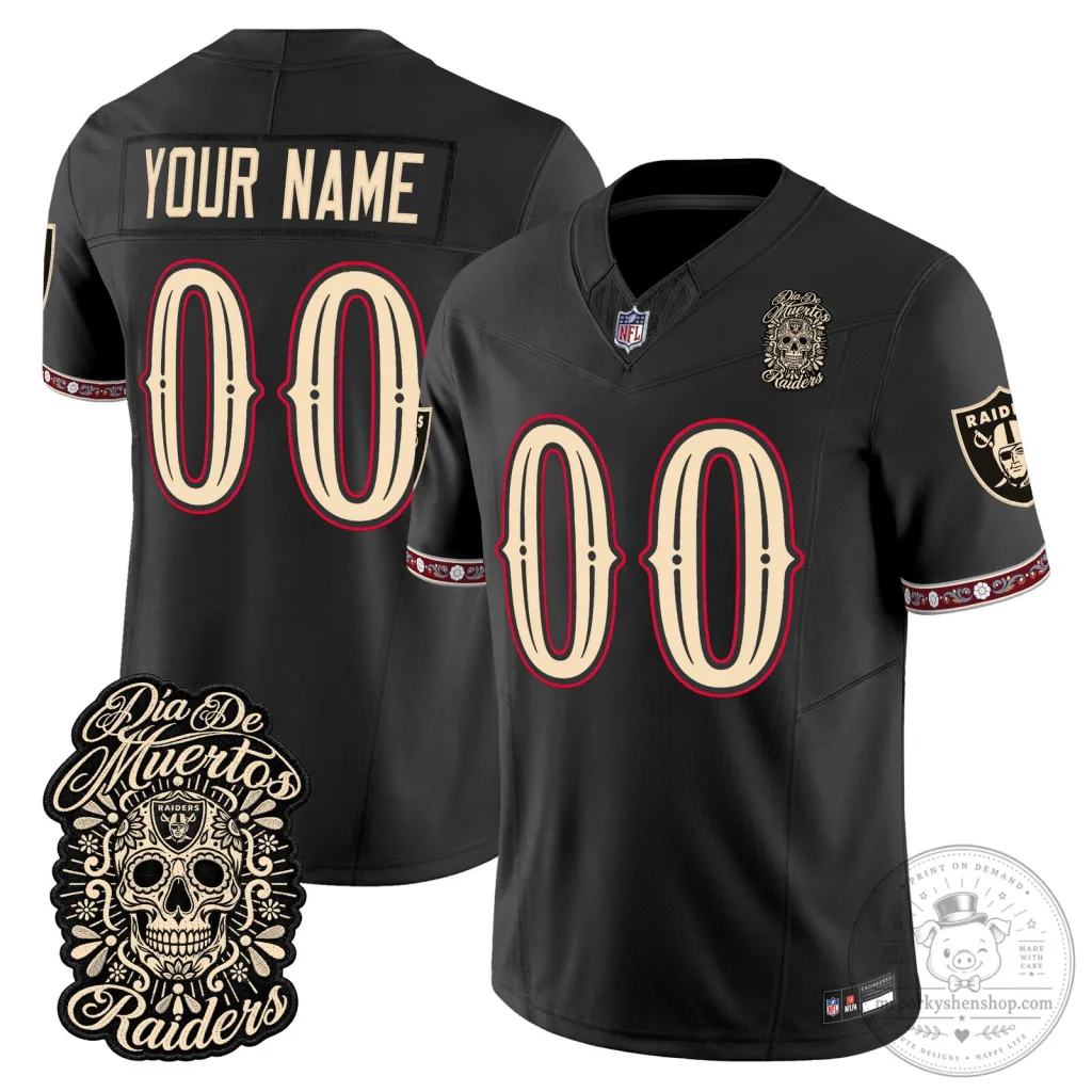 Las Vegas Raiders Dia de los Muertos Vapor Limited Custom Football Jersey Las Vegas Raiders Dia de los Muertos Vapor Limited Custom Football Jersey