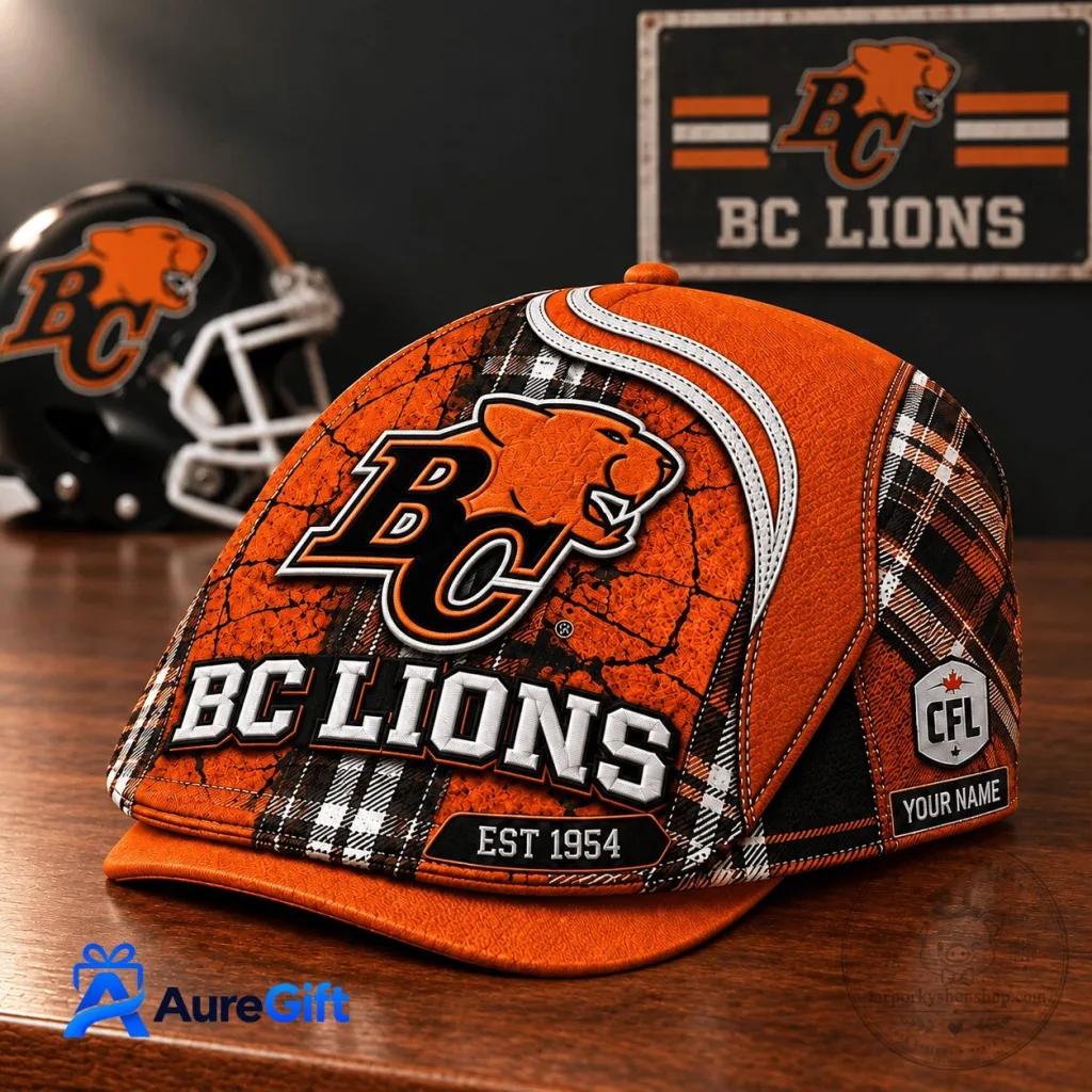 British Columbia Lions Canadian Football League Personalized Flat Cap Hat British Columbia Lions Canadian Football League Personalized Flat Cap Hat