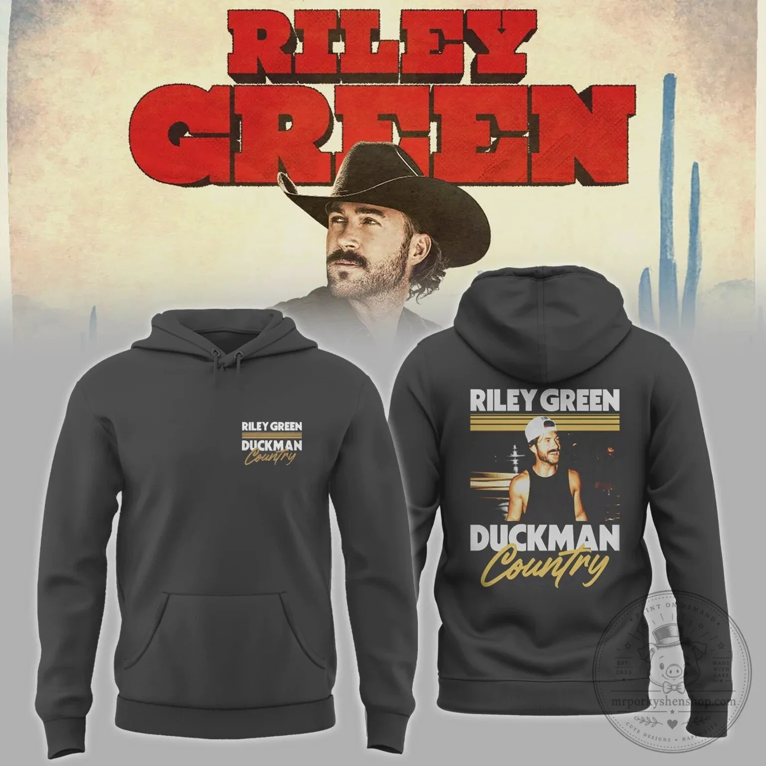 Riley Green Duckman Country Music Tour Concert Graphic Hoodie