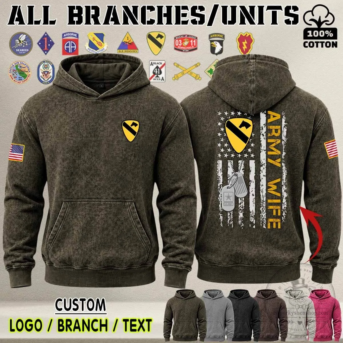 United States Army Wife Military Appreciation Distressed Hoodie