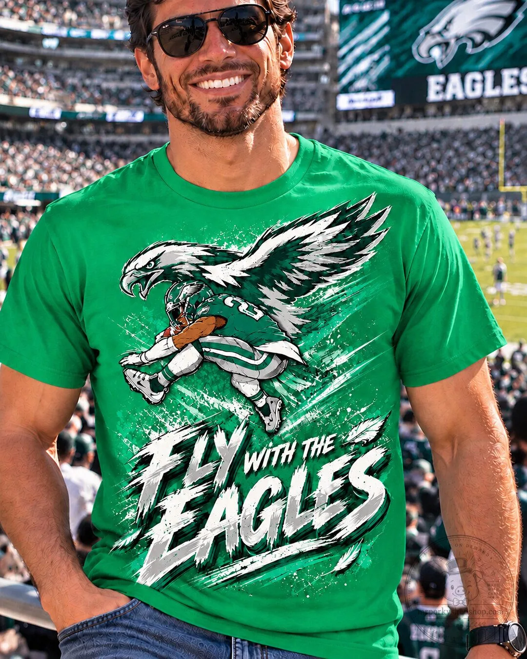 Philadelphia Eagles Football Fly With The Eagles Green T-Shirt