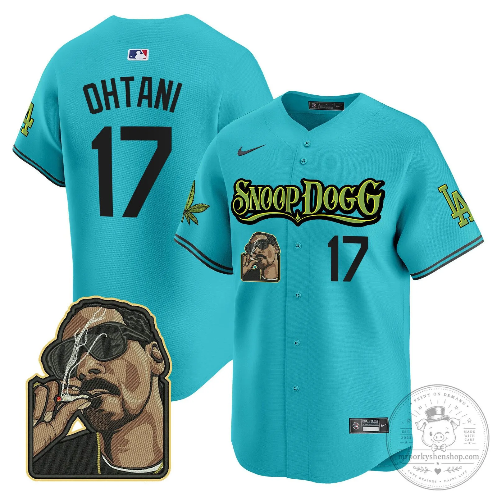 Los Angeles Dodgers Snoop Dogg Ohtani Number 17 Baseball Jersey 85 Los Angeles Dodgers Snoop Dogg Ohtani Number 17 Baseball Jersey
