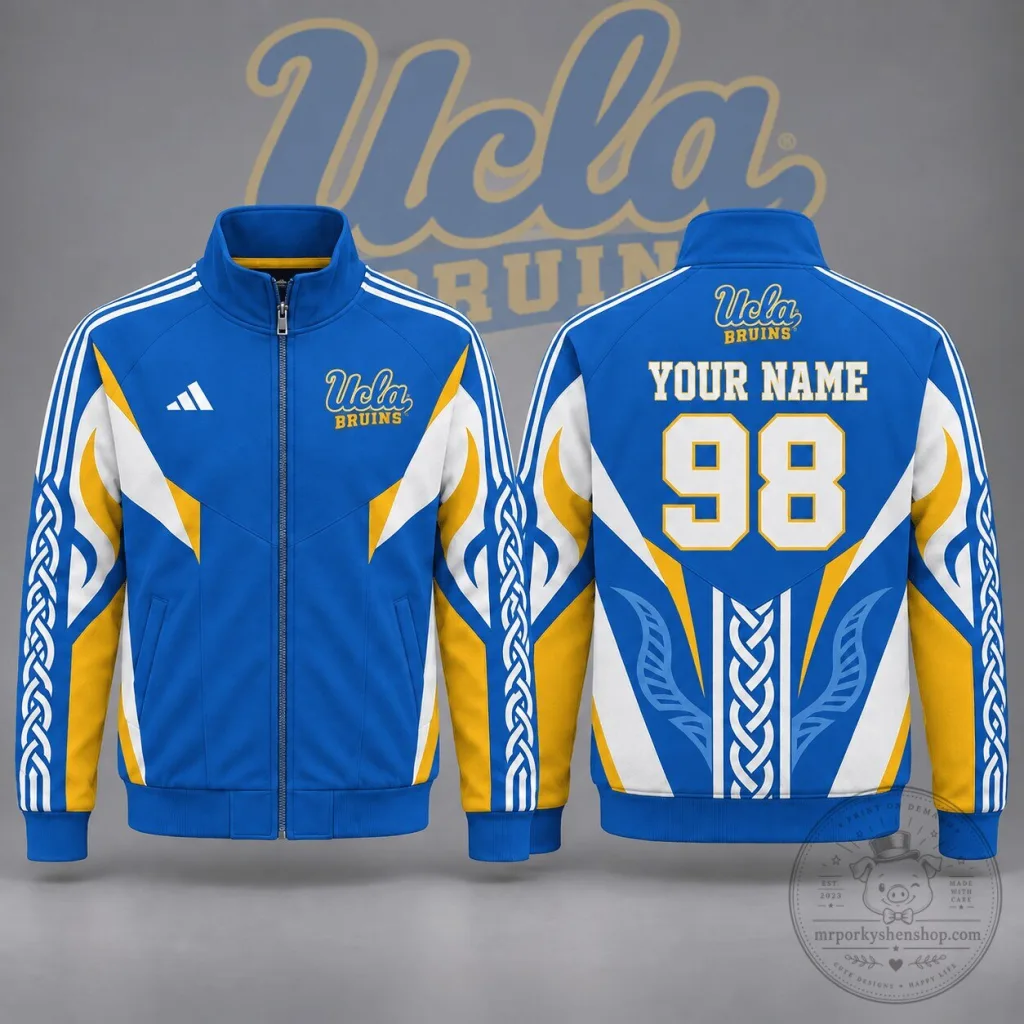 UCLA Bruins Personalized Heritage Stripe Full Zip Track Jacket UCLA Bruins Personalized Heritage Stripe Full Zip Track Jacket