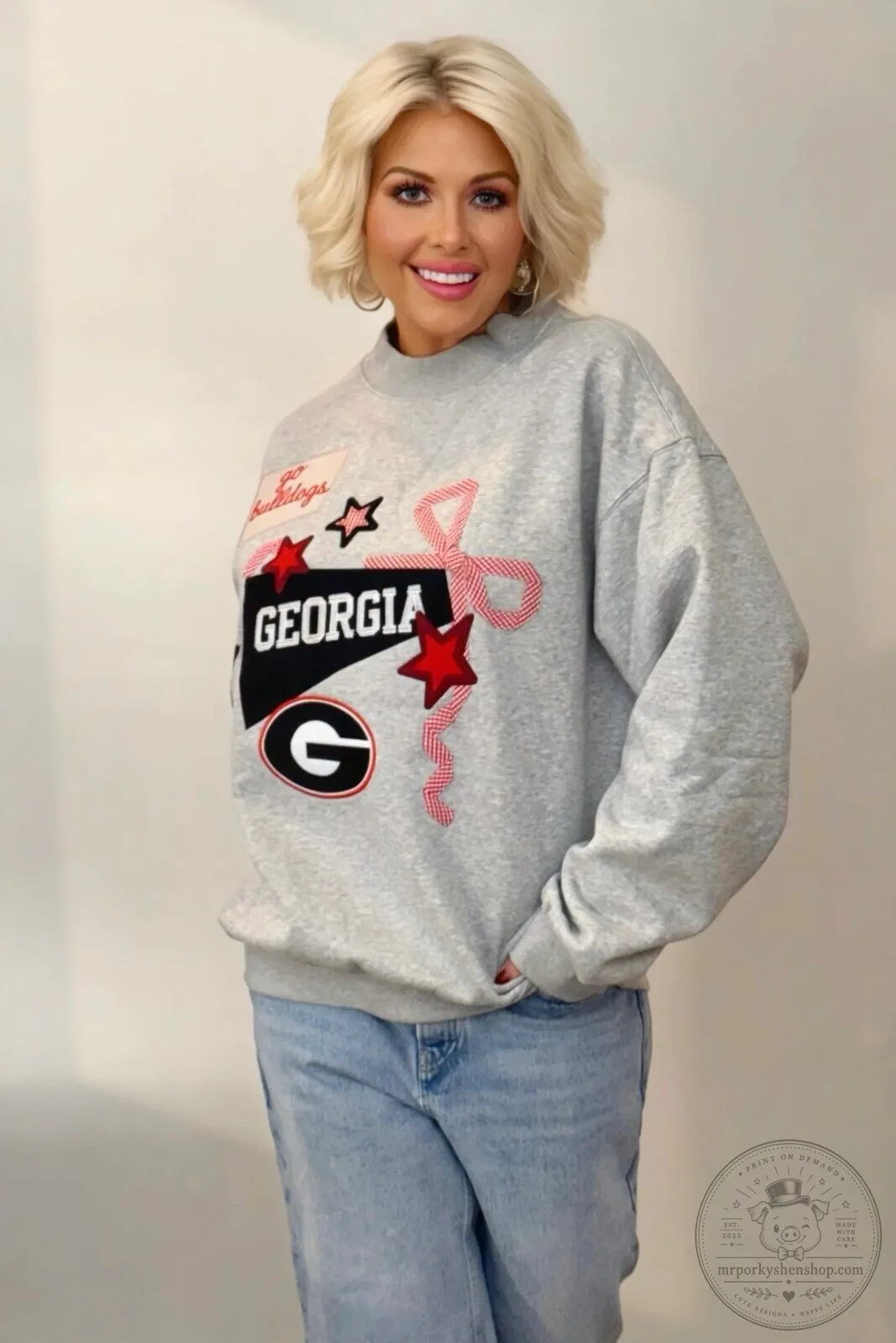 Georgia Bulldogs Applique Mock Neck Sweatshirt for Women 17 Georgia Bulldogs Applique Mock Neck Sweatshirt for Women