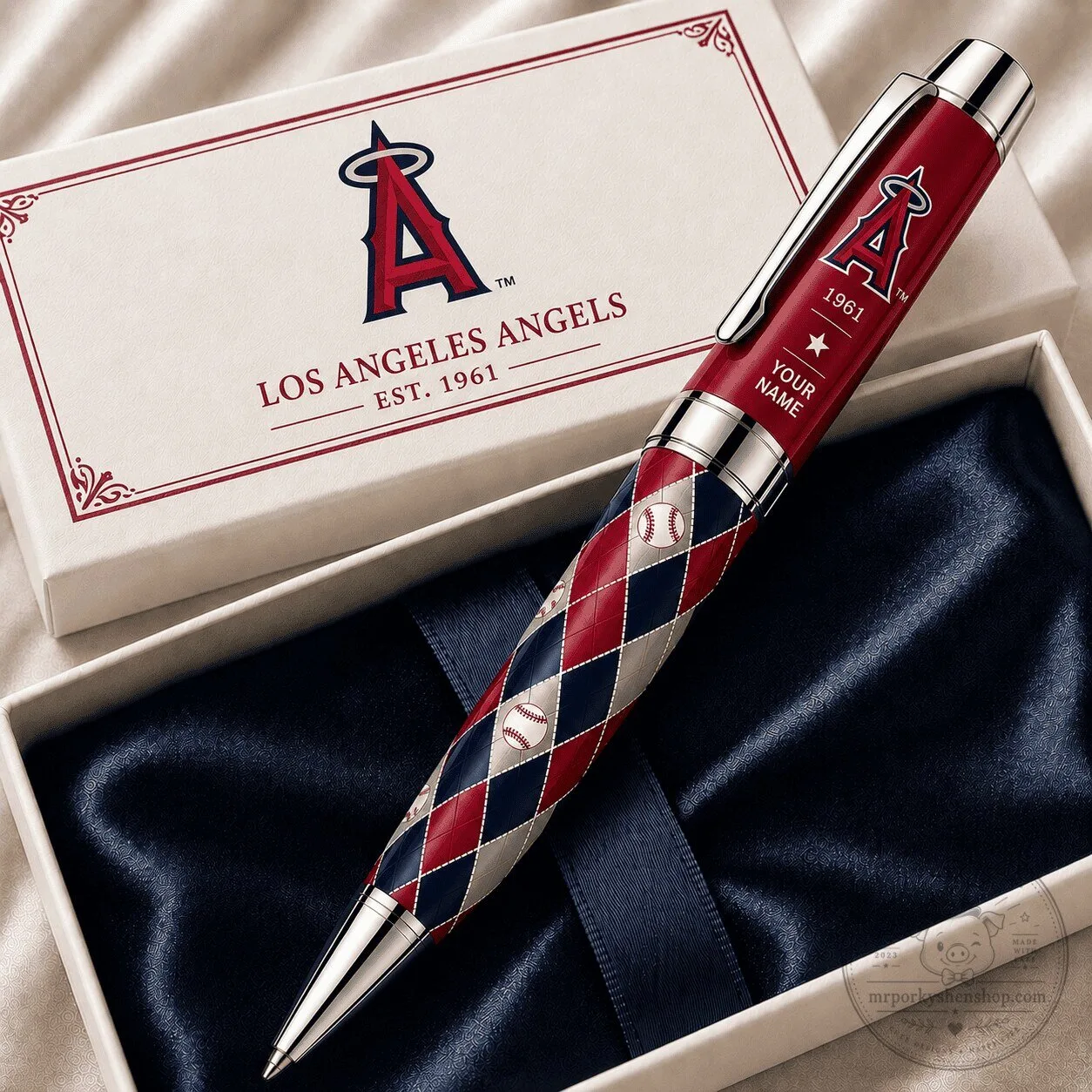 Los Angeles Angels Baseball Team Diamond Pattern Personalized Ballpoint Pen