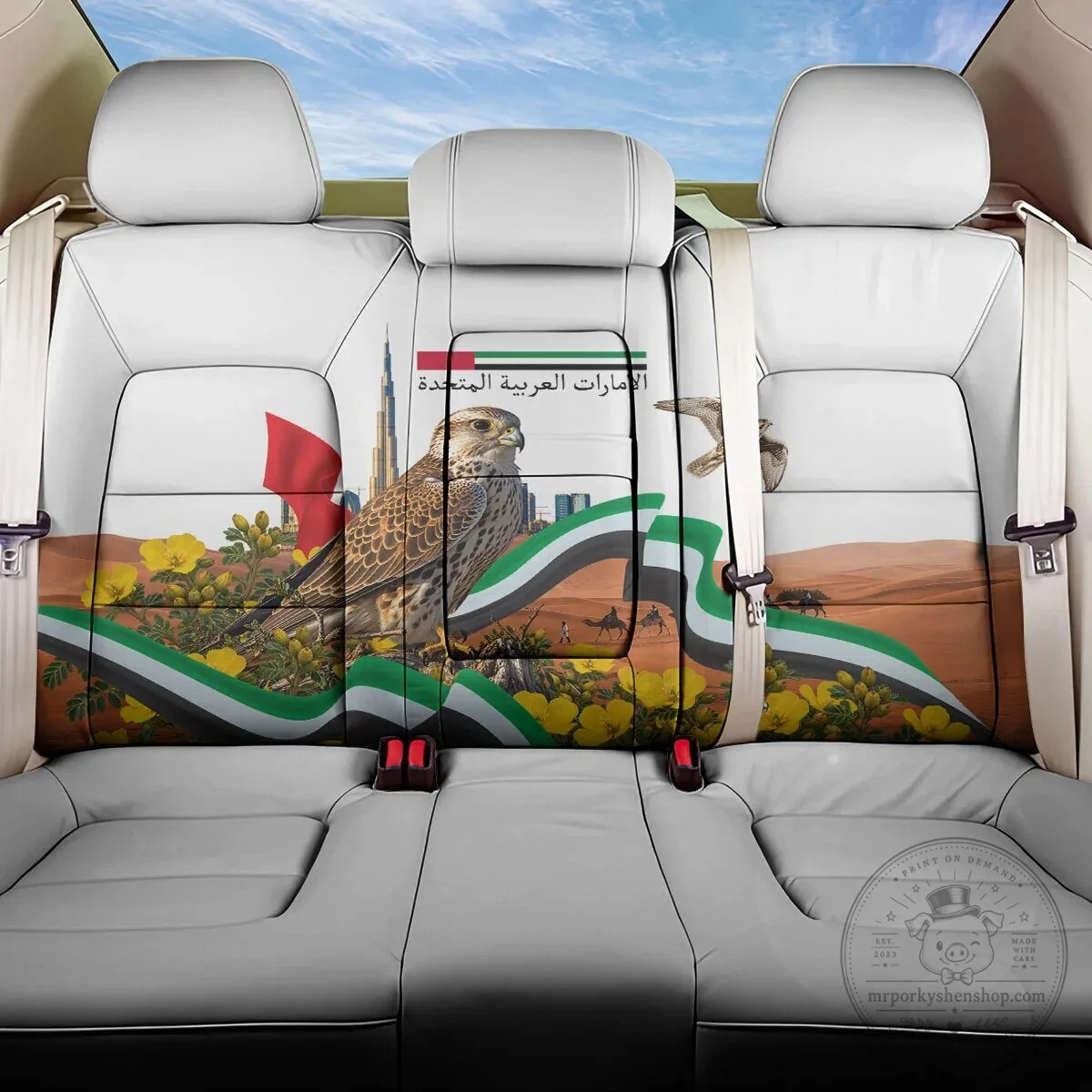 United Arab Emirates National Day Falcon Desert Landscape Car Seat Cover