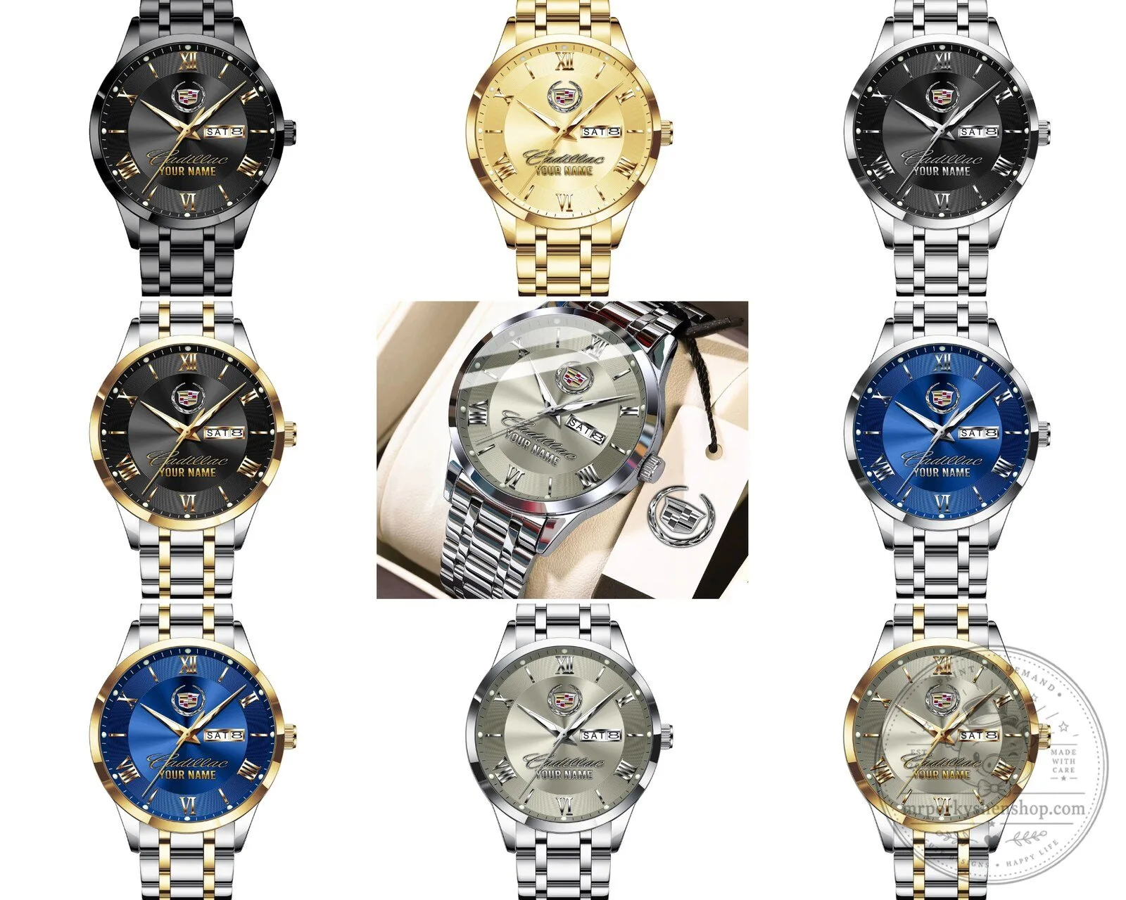 Cadillac Custom Name Silver Stainless Steel Men's Watch 20 Cadillac Custom Name Silver Stainless Steel Men