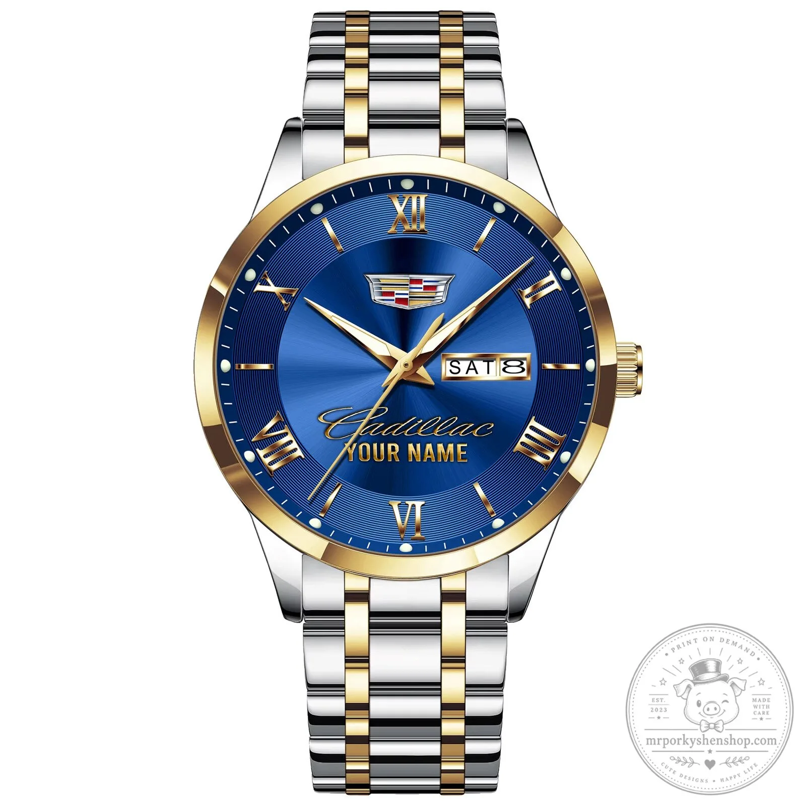 Cadillac Custom Name Silver Stainless Steel Men's Watch 22 Cadillac Custom Name Silver Stainless Steel Men