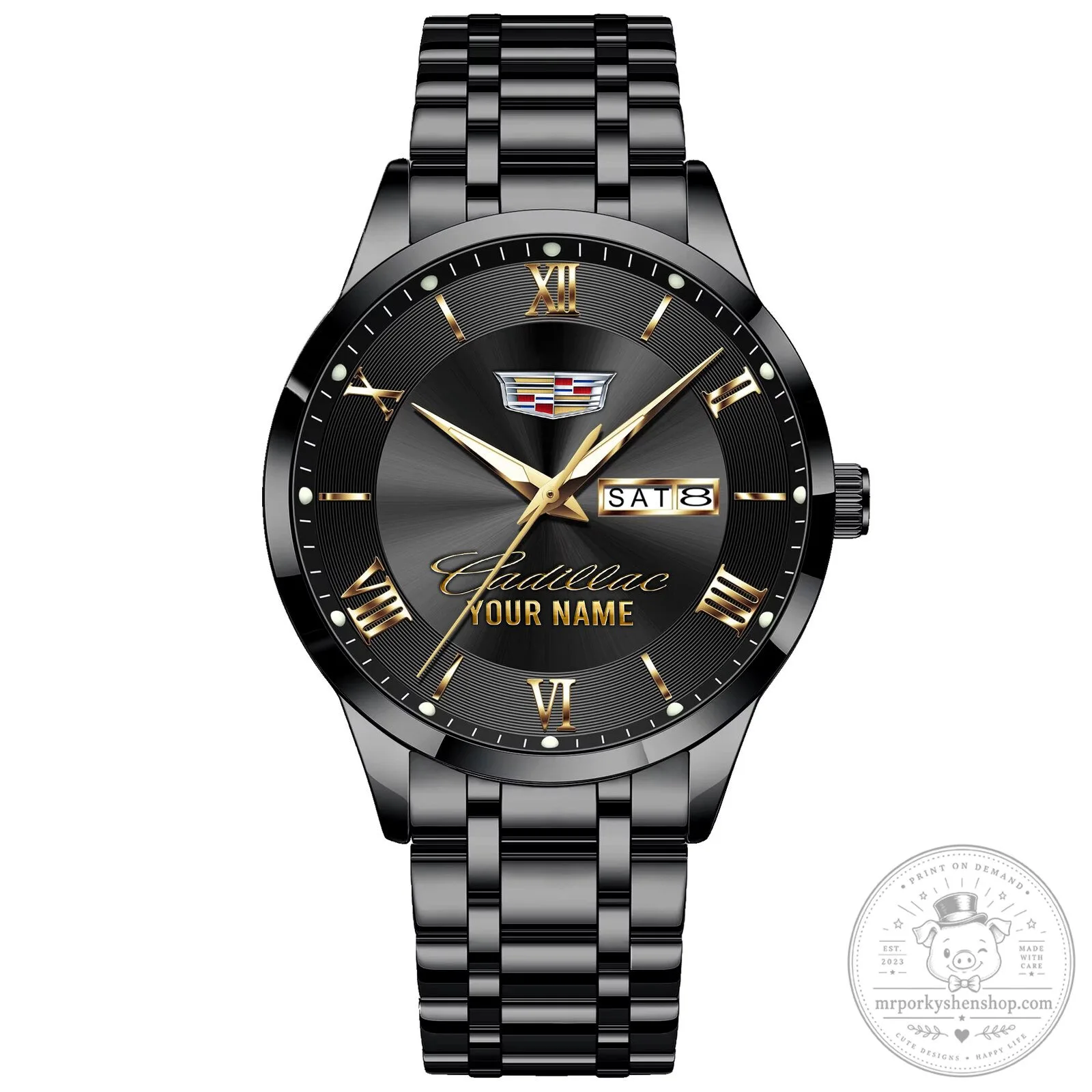 Cadillac Custom Name Silver Stainless Steel Men's Watch 23 Cadillac Custom Name Silver Stainless Steel Men
