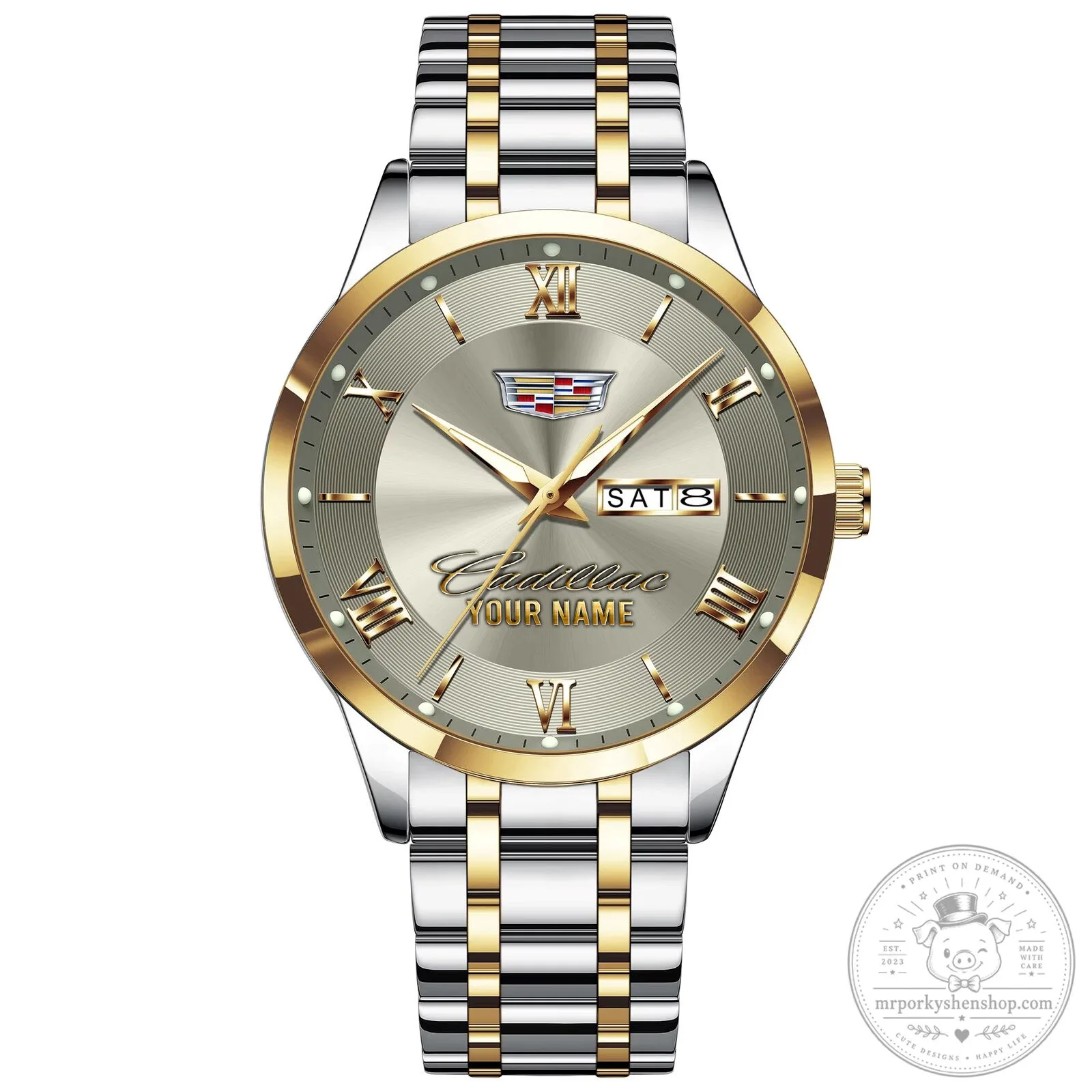 Cadillac Custom Name Silver Stainless Steel Men's Watch 27 Cadillac Custom Name Silver Stainless Steel Men