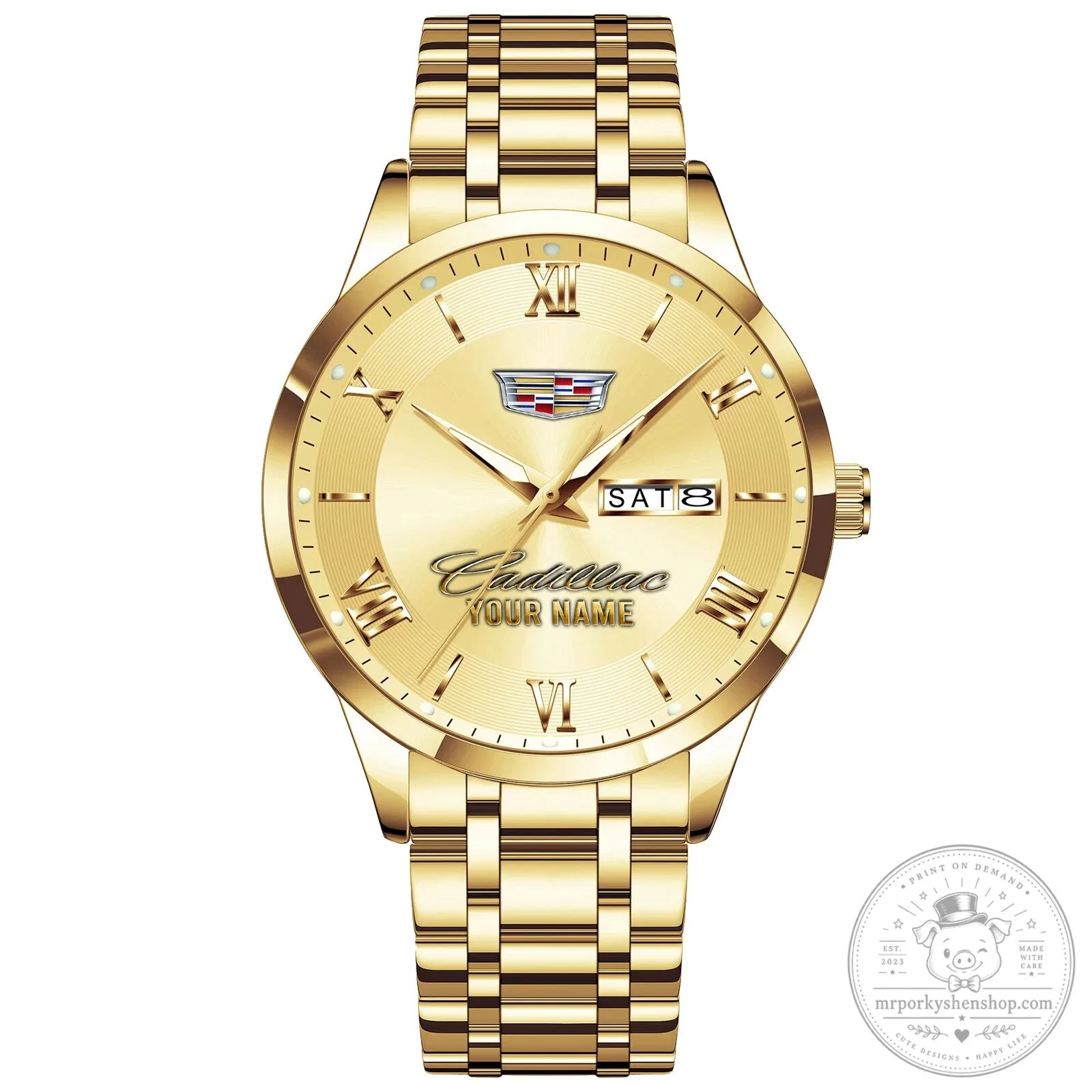 Cadillac Custom Name Silver Stainless Steel Men's Watch 28 Cadillac Custom Name Silver Stainless Steel Men