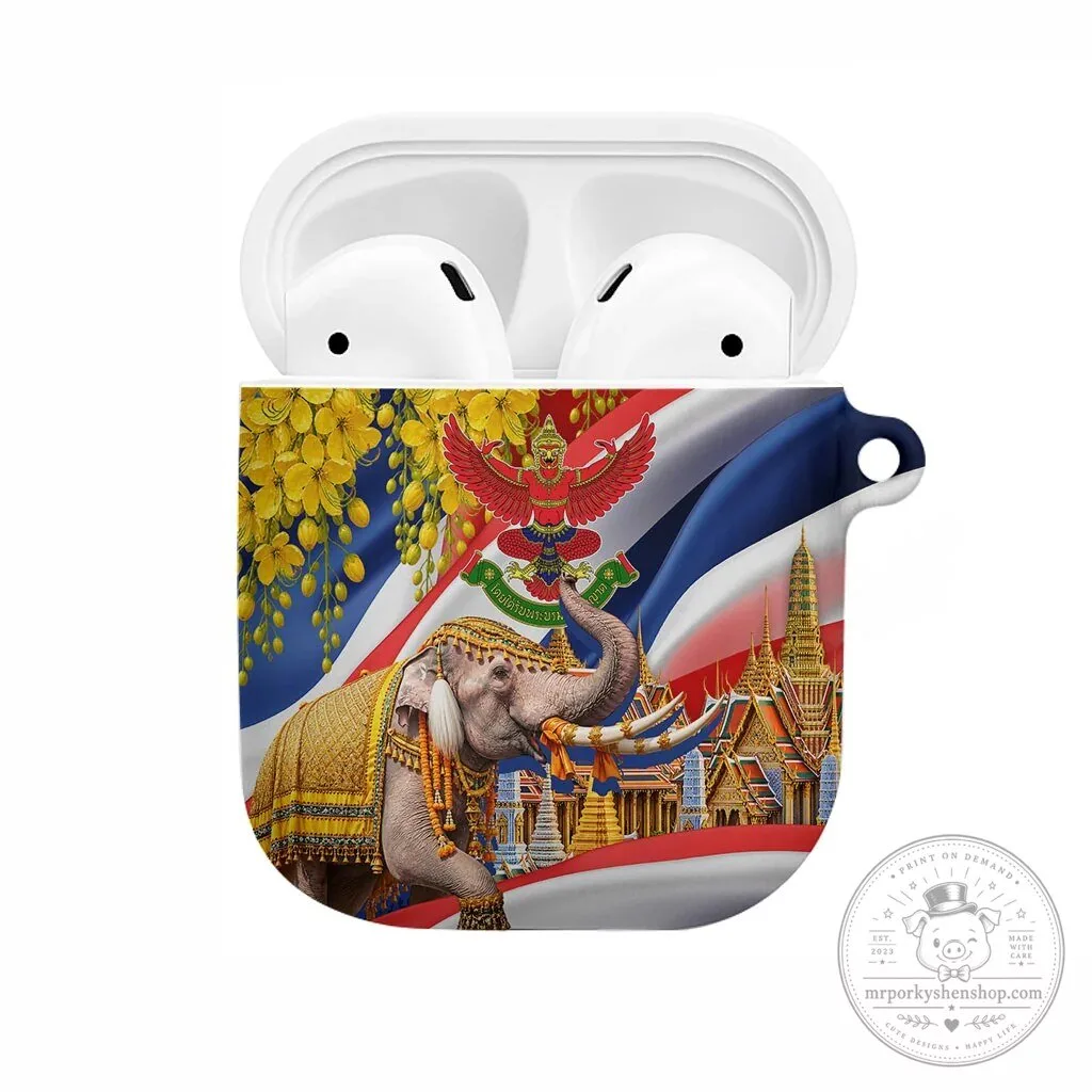 Thailand Flag Golden Buddha Elephant Temple Garuda Art Apple AirPods Case