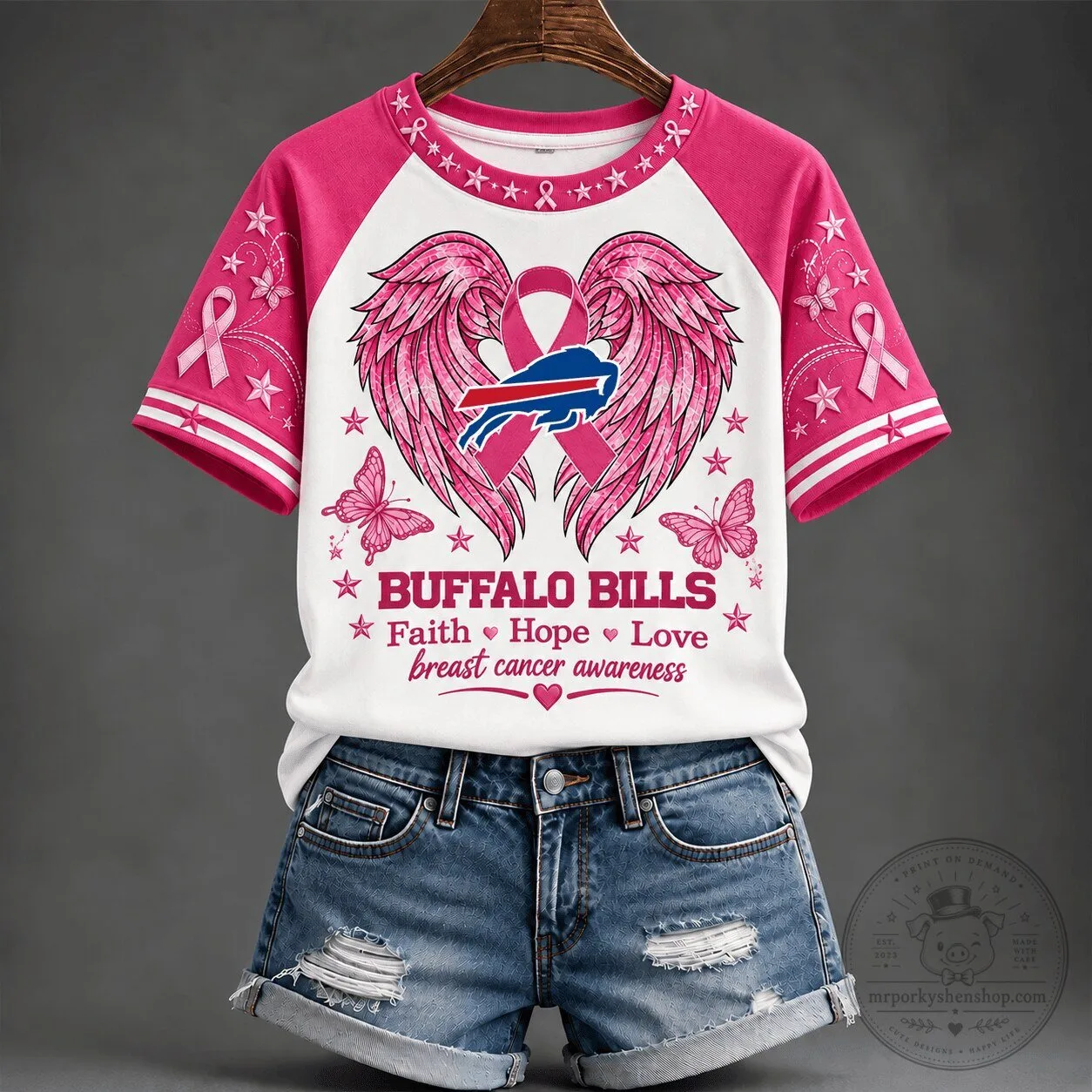 Buffalo Bills Faith Hope Love Breast Cancer Awareness T-Shirt