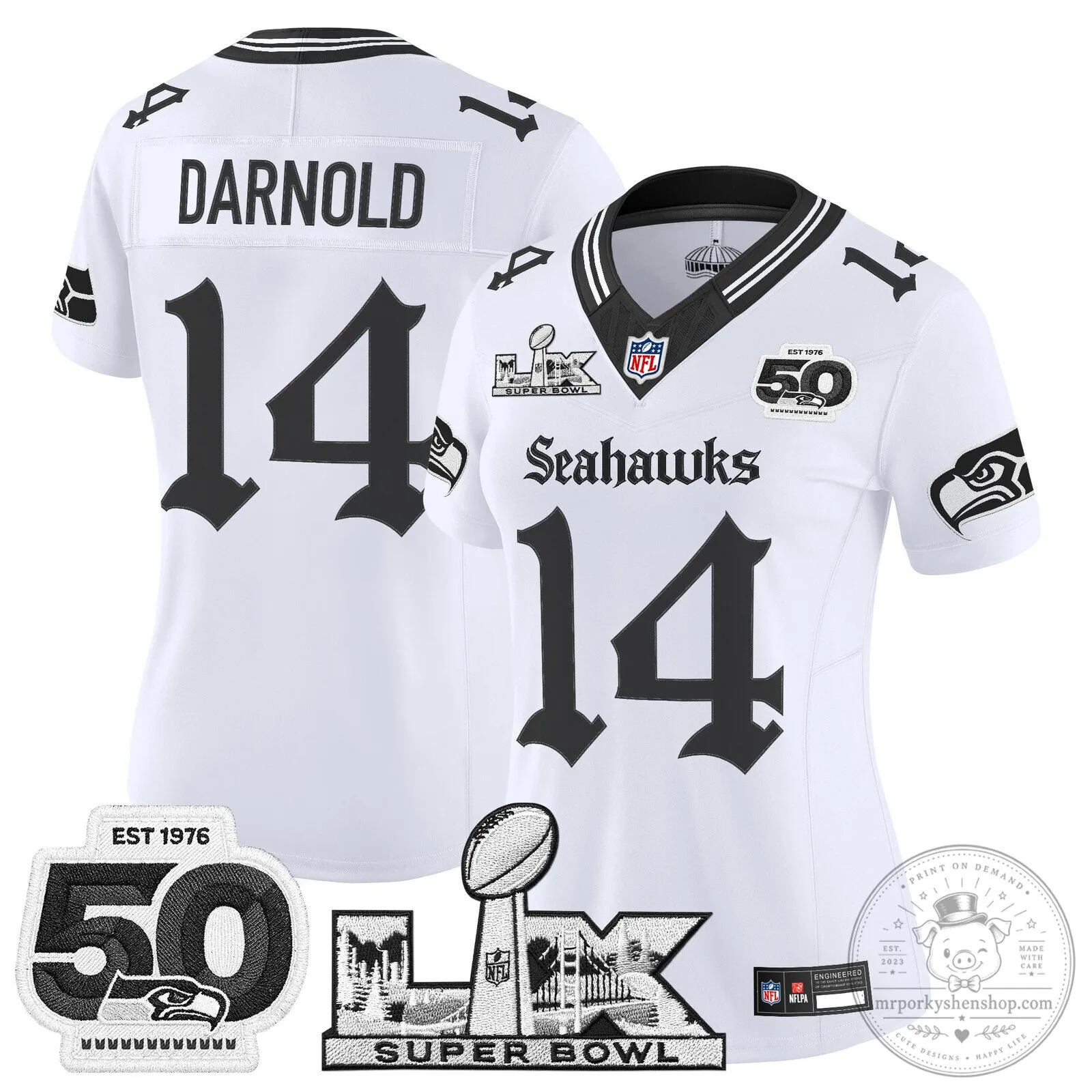 Seattle Seahawks Super Bowl 50th Anniversary Black Football Jersey 40 Seattle Seahawks Super Bowl 50th Anniversary Black Football Jersey