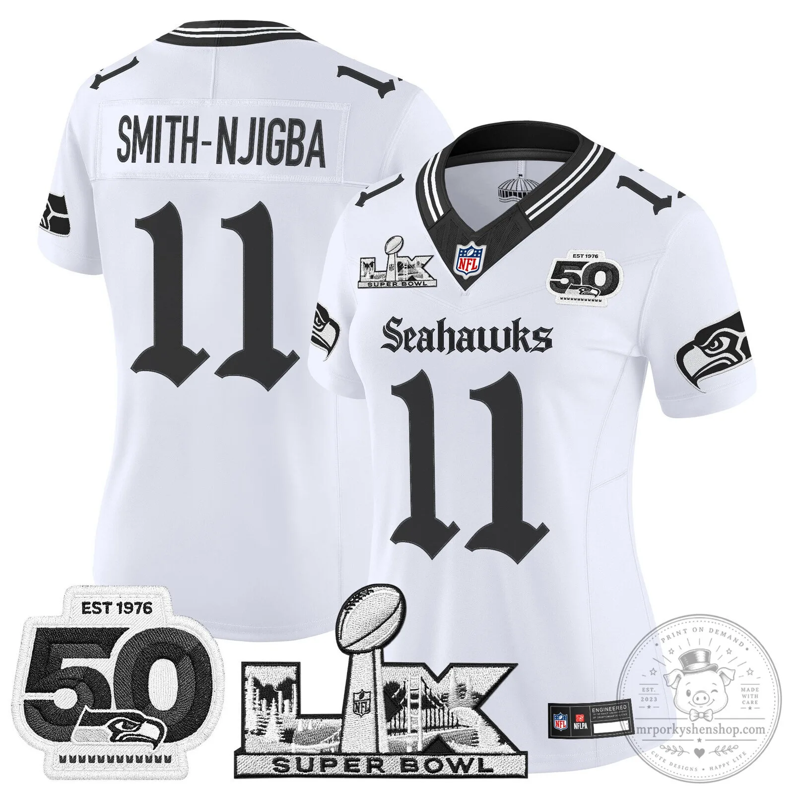 Seattle Seahawks Super Bowl 50th Anniversary Black Football Jersey 42 Seattle Seahawks Super Bowl 50th Anniversary Black Football Jersey