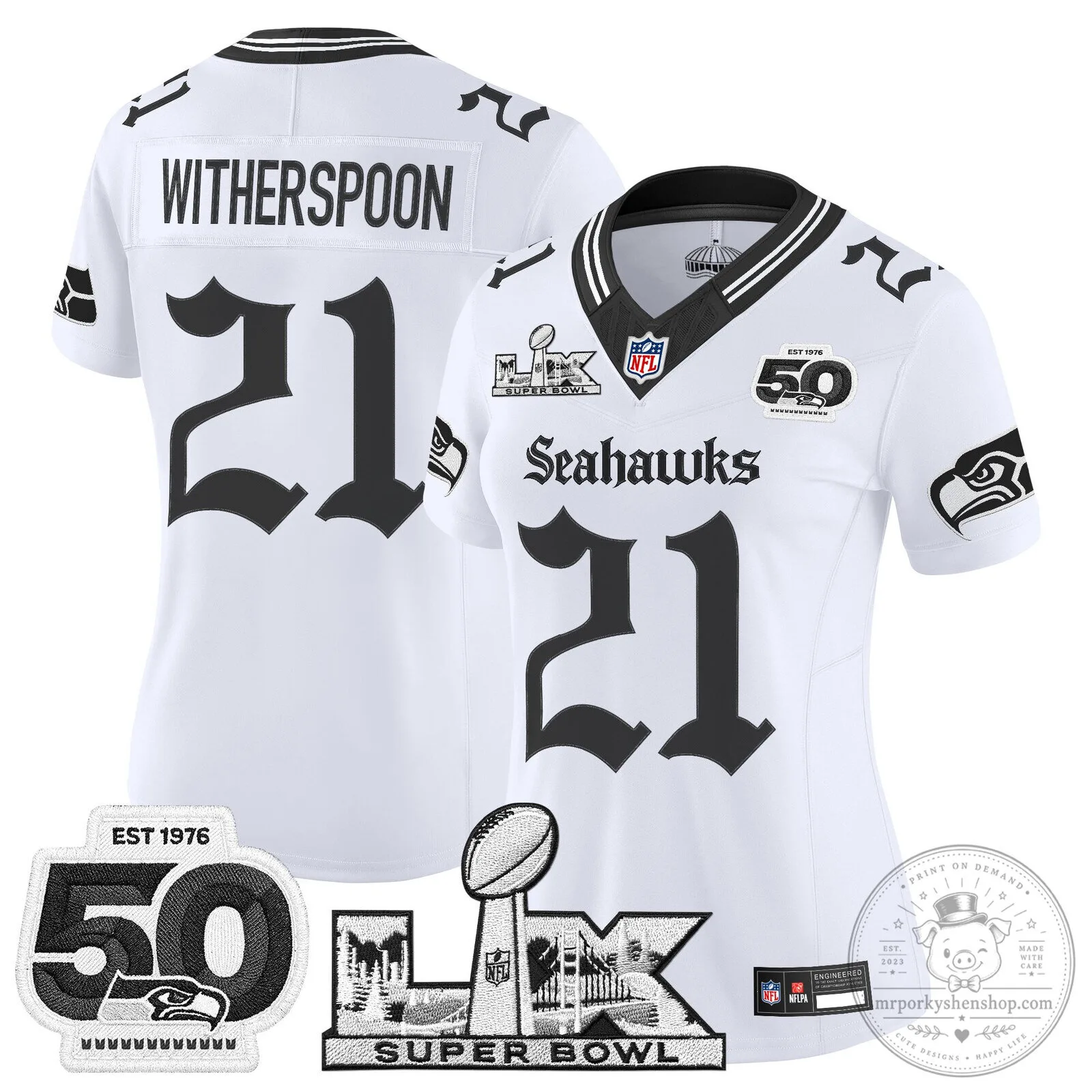 Seattle Seahawks Super Bowl 50th Anniversary Black Football Jersey 44 Seattle Seahawks Super Bowl 50th Anniversary Black Football Jersey