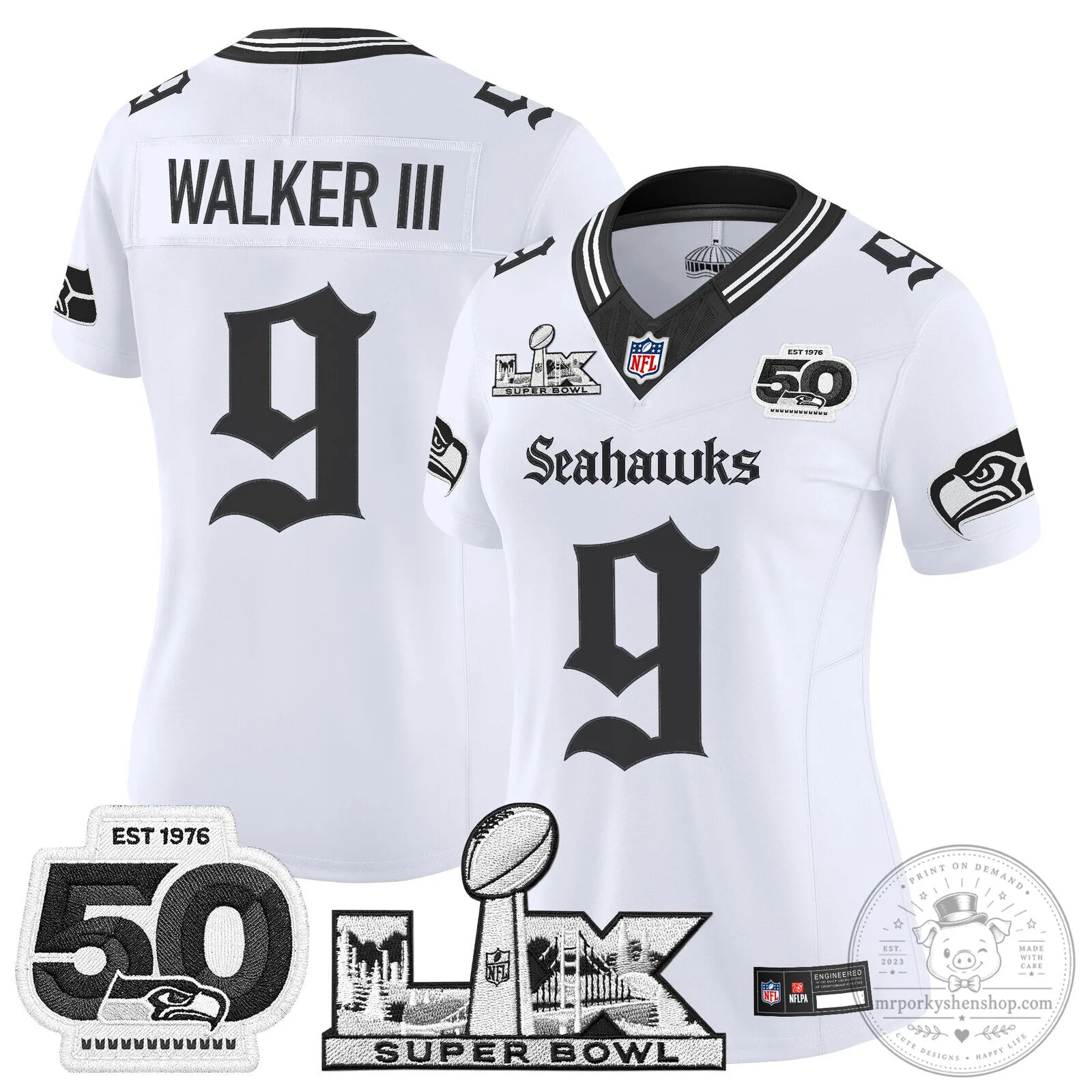 Seattle Seahawks Super Bowl 50th Anniversary Black Football Jersey 45 Seattle Seahawks Super Bowl 50th Anniversary Black Football Jersey
