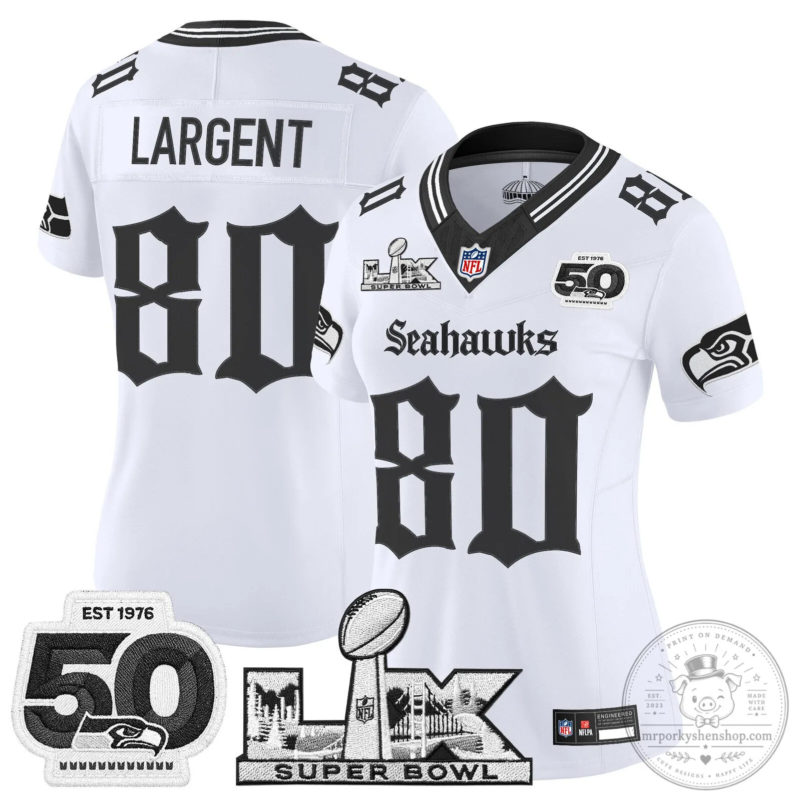 Seattle Seahawks Super Bowl 50th Anniversary Black Football Jersey 46 Seattle Seahawks Super Bowl 50th Anniversary Black Football Jersey