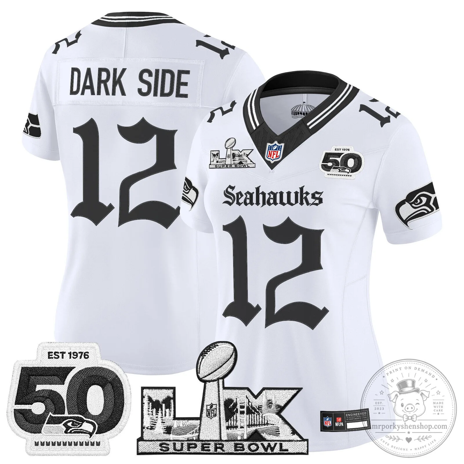 Seattle Seahawks Super Bowl 50th Anniversary Black Football Jersey 48 Seattle Seahawks Super Bowl 50th Anniversary Black Football Jersey