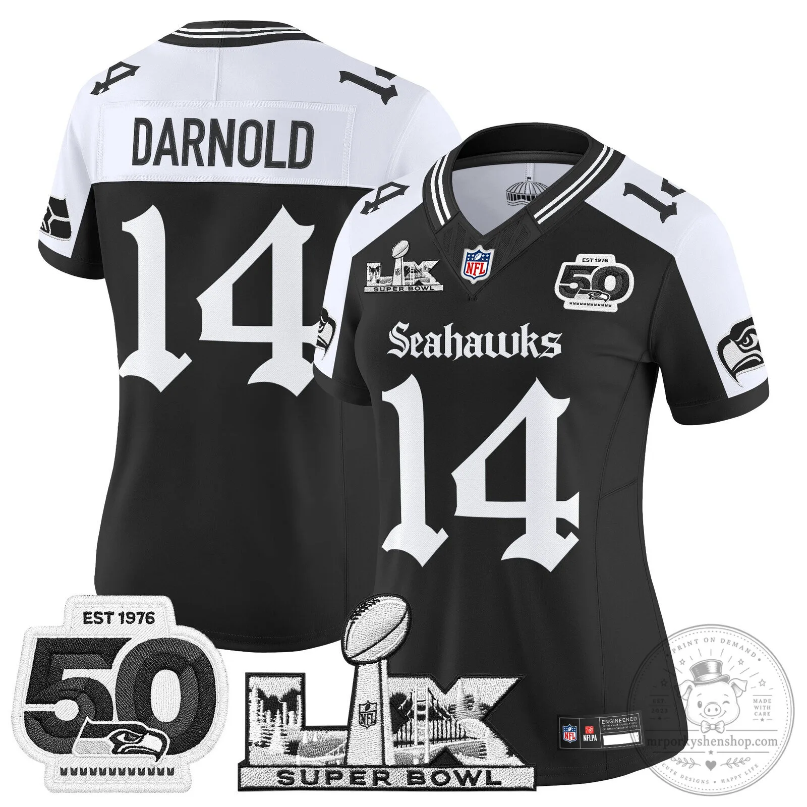 Seattle Seahawks Super Bowl 50th Anniversary Black Football Jersey 49 Seattle Seahawks Super Bowl 50th Anniversary Black Football Jersey