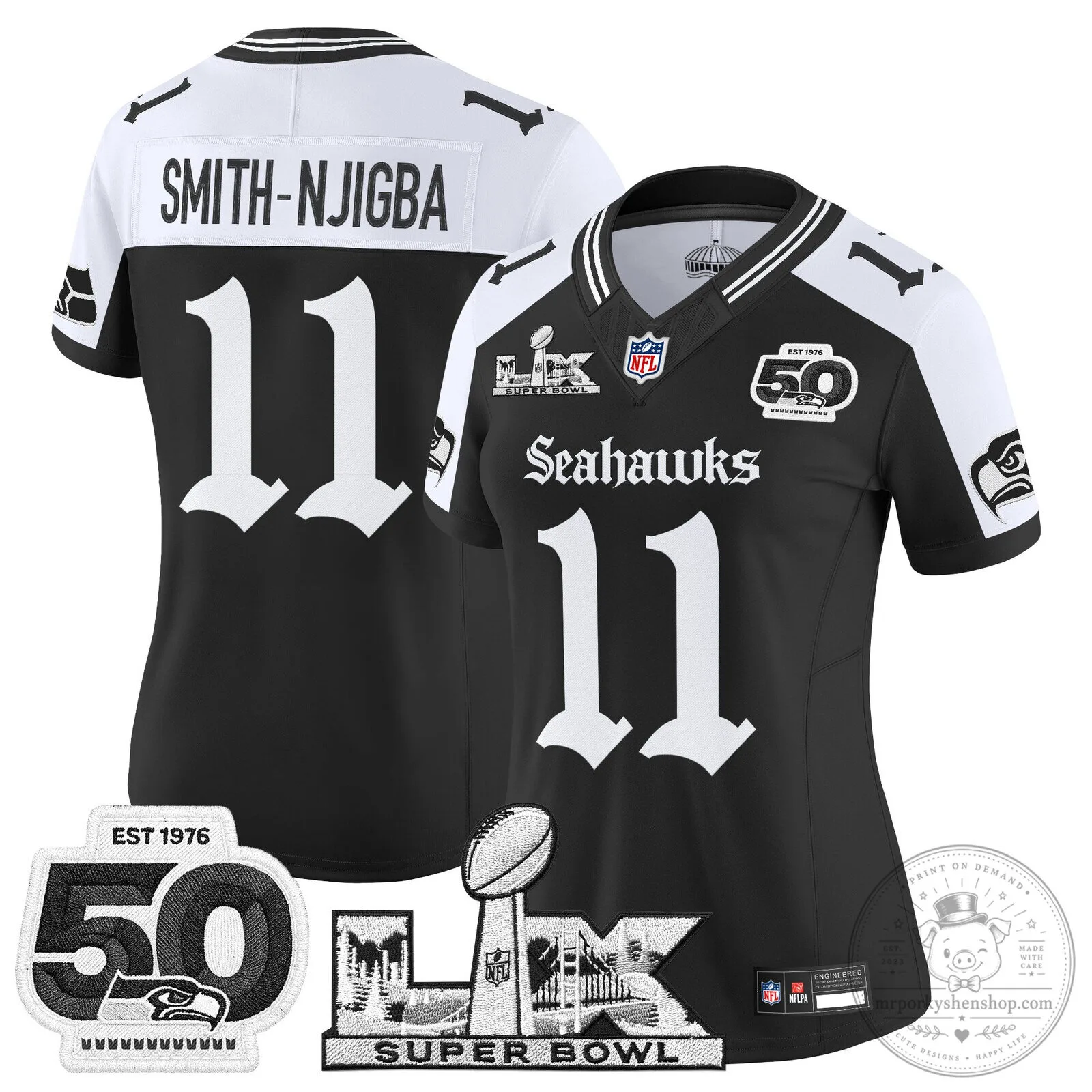 Seattle Seahawks Super Bowl 50th Anniversary Black Football Jersey 51 Seattle Seahawks Super Bowl 50th Anniversary Black Football Jersey