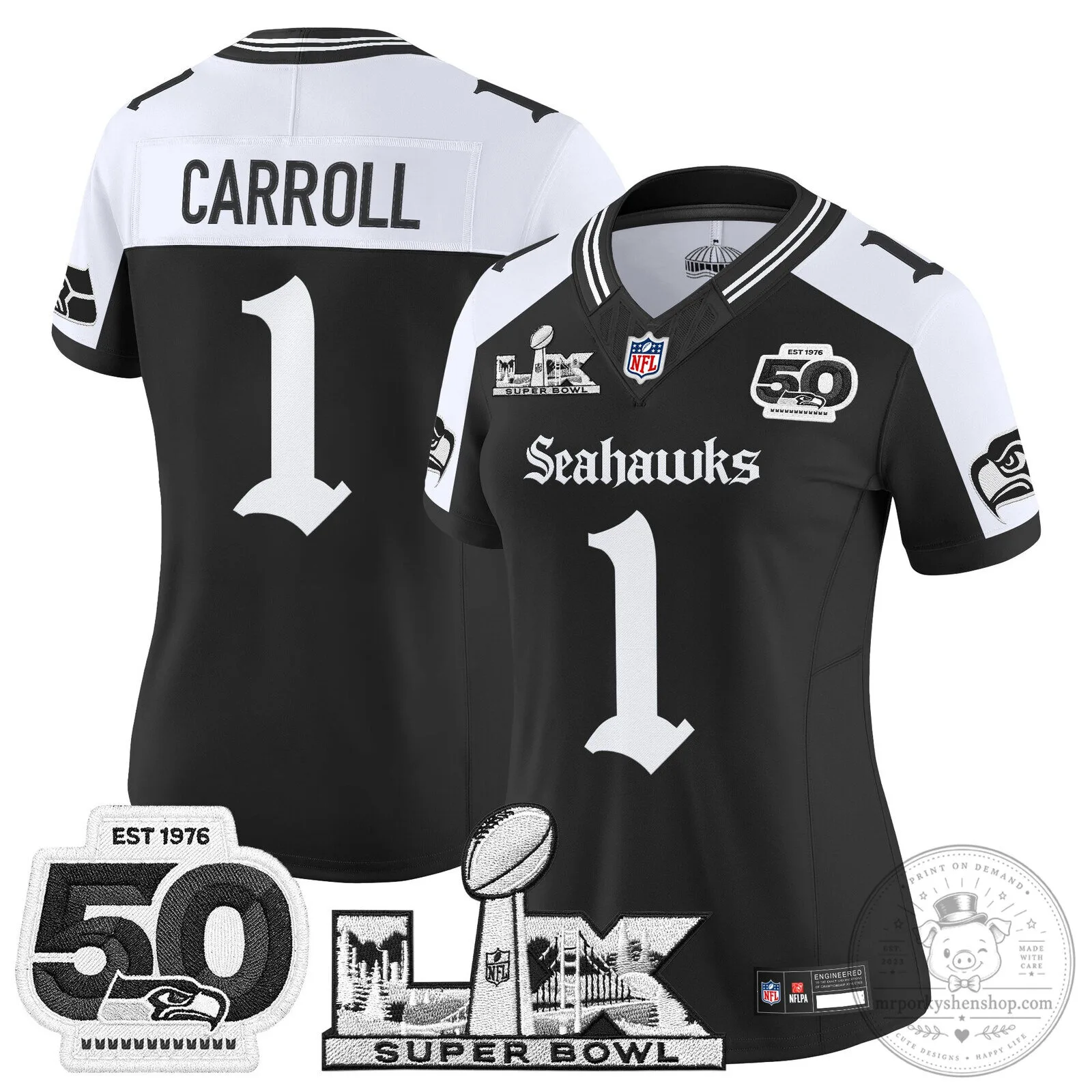Seattle Seahawks Super Bowl 50th Anniversary Black Football Jersey 52 Seattle Seahawks Super Bowl 50th Anniversary Black Football Jersey