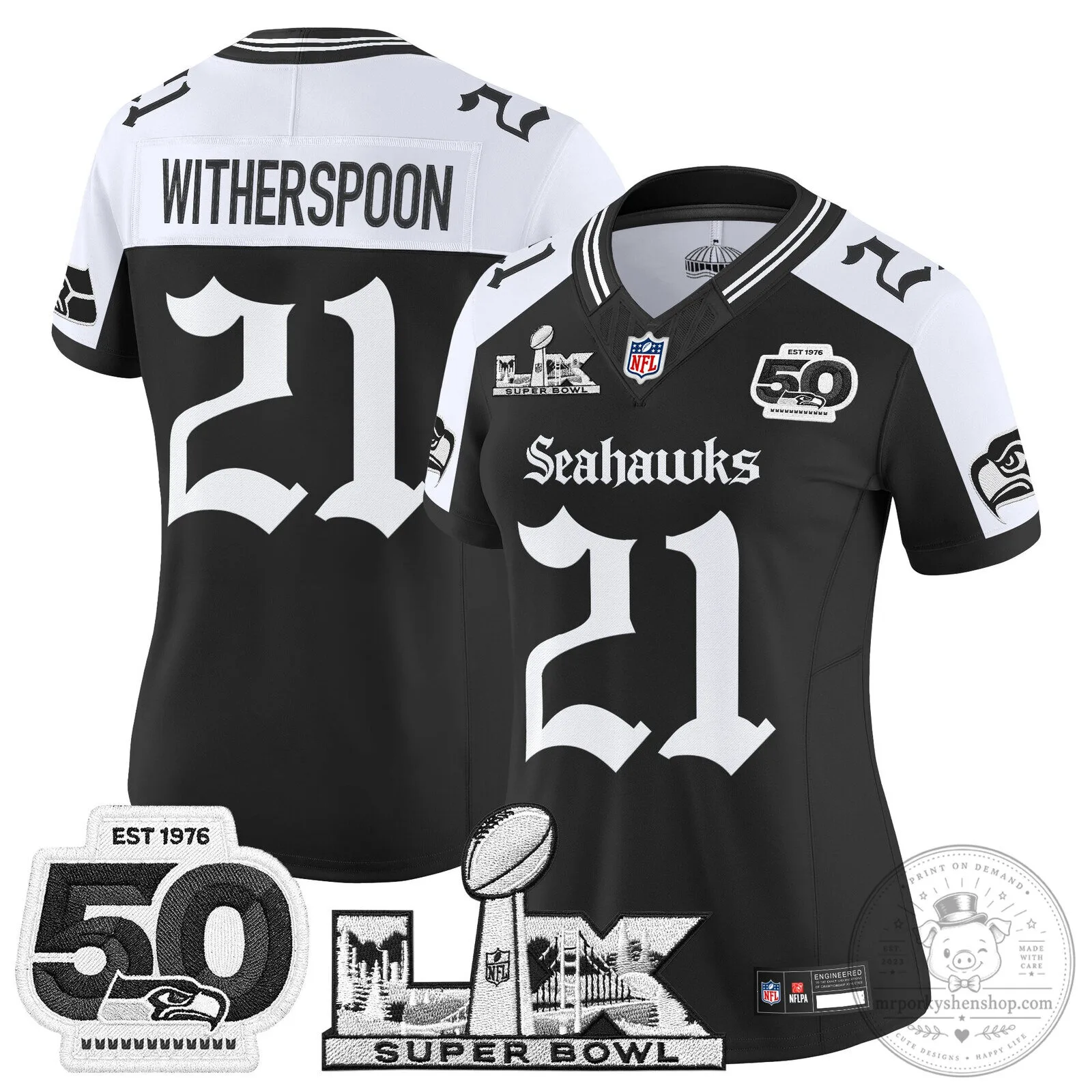 Seattle Seahawks Super Bowl 50th Anniversary Black Football Jersey 53 Seattle Seahawks Super Bowl 50th Anniversary Black Football Jersey