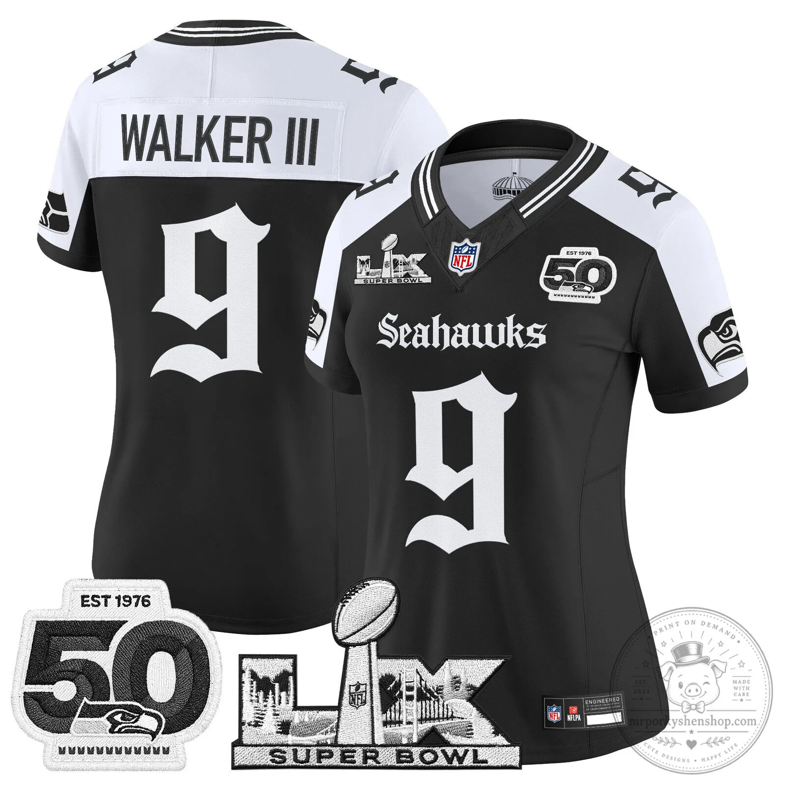 Seattle Seahawks Super Bowl 50th Anniversary Black Football Jersey 54 Seattle Seahawks Super Bowl 50th Anniversary Black Football Jersey