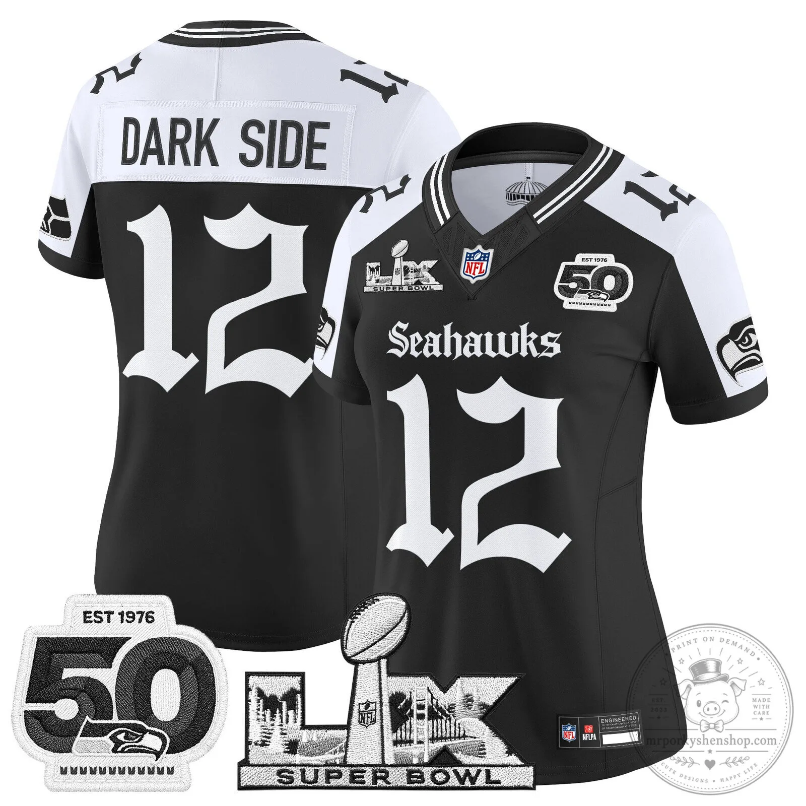 Seattle Seahawks Super Bowl 50th Anniversary Black Football Jersey 57 Seattle Seahawks Super Bowl 50th Anniversary Black Football Jersey