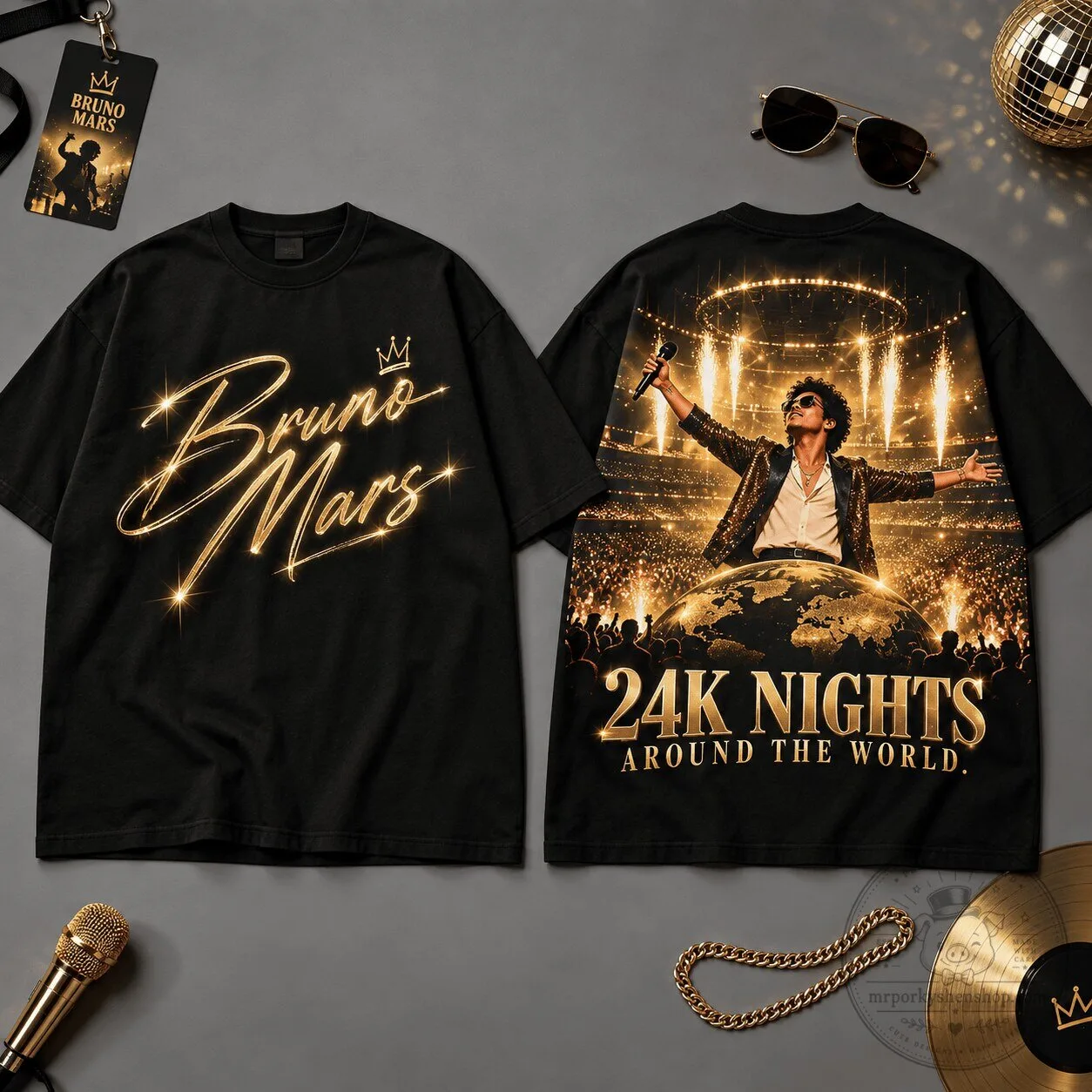 Bruno Mars 24K Nights Around the World Concert Tour T-Shirt