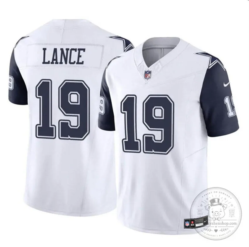 Dallas Cowboys Football Trey Lance White Number 19 Vapor Untouchable Limited Jersey