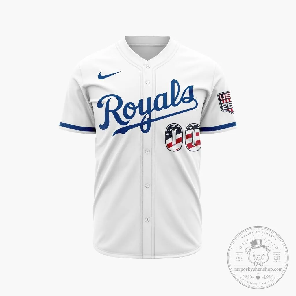 Kansas City Royals Personalized Stars and Stripes Baseball Jersey 8 Kansas City Royals Personalized Stars and Stripes Baseball Jersey