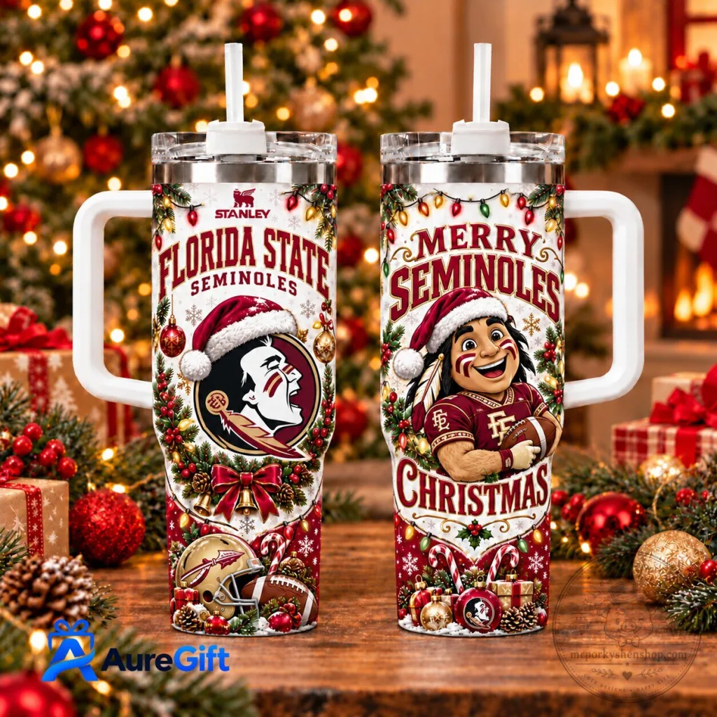 40oz Tumbler with Handle and Straw for Florida State Seminoles Holiday Celebrations 40oz Tumbler with Handle and Straw for Florida State Seminoles Holiday Celebrations