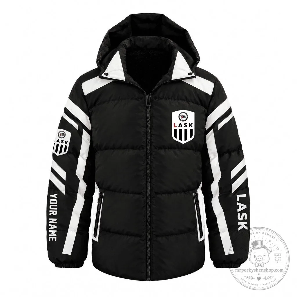 LASK Linz Austrian Bundesliga Football Club Black Puffer Jacket