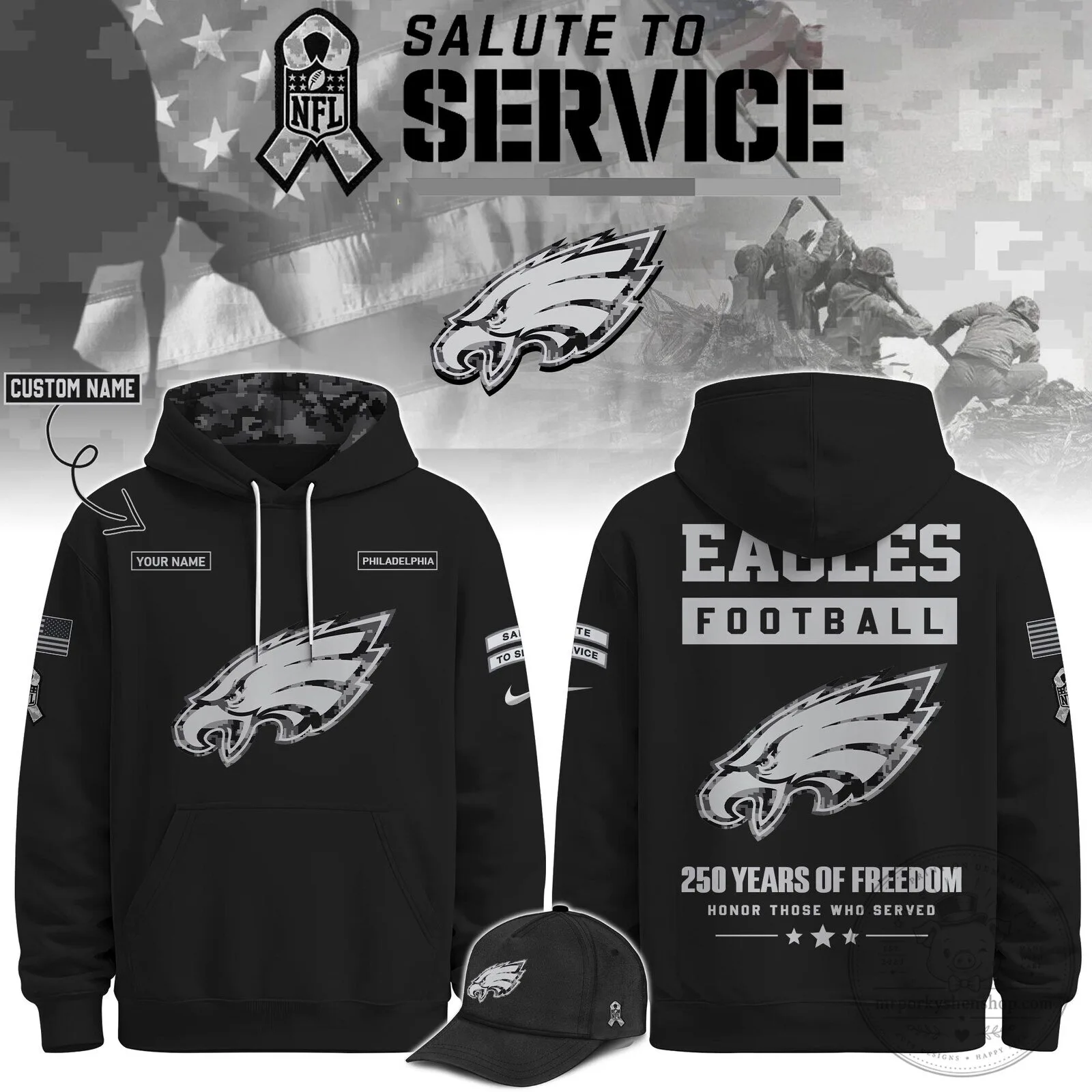 Philadelphia Eagles Salute To Service Veterans Day Hoodie