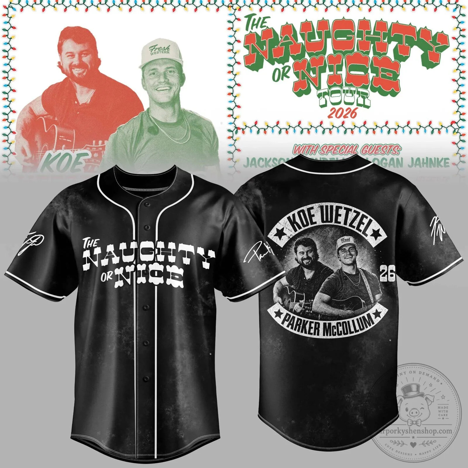 Koe Wetzel Naughty Or Nice Tour 2026 Baseball Jersey
