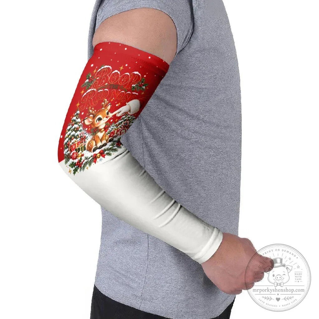 Cute Reindeer Boop Christmas Arm Sleeves The Red Nose Festive Vintage Winter Snow 10 Cute Reindeer Boop Christmas Arm Sleeves The Red Nose Festive Vintage Winter Snow