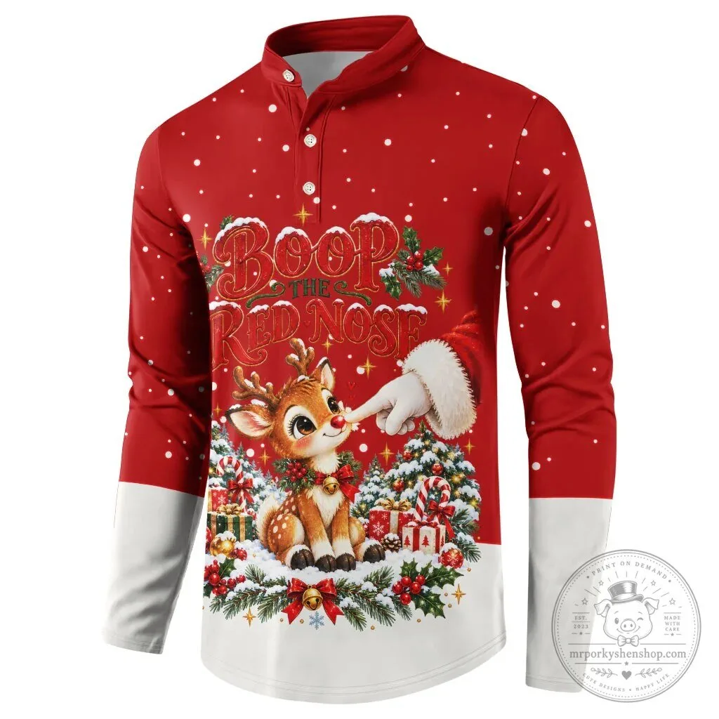 Boop The Red Nose Reindeer Christmas Long Sleeve Polo Shirt 10 Boop The Red Nose Reindeer Christmas Long Sleeve Polo Shirt