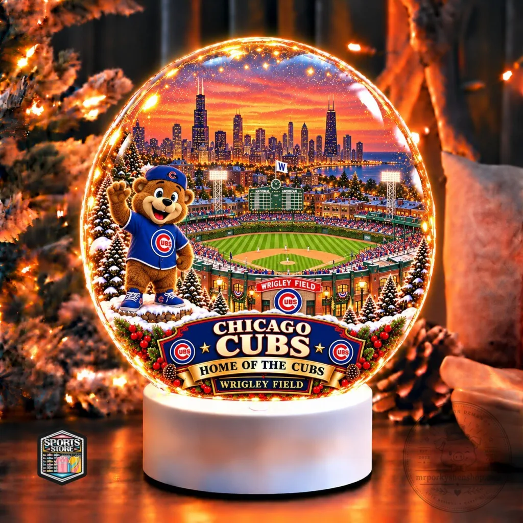 Chicago Cubs Wrigley Field Christmas Snow Globe Light Up Ornament Chicago Cubs Wrigley Field Christmas Snow Globe Light Up Ornament