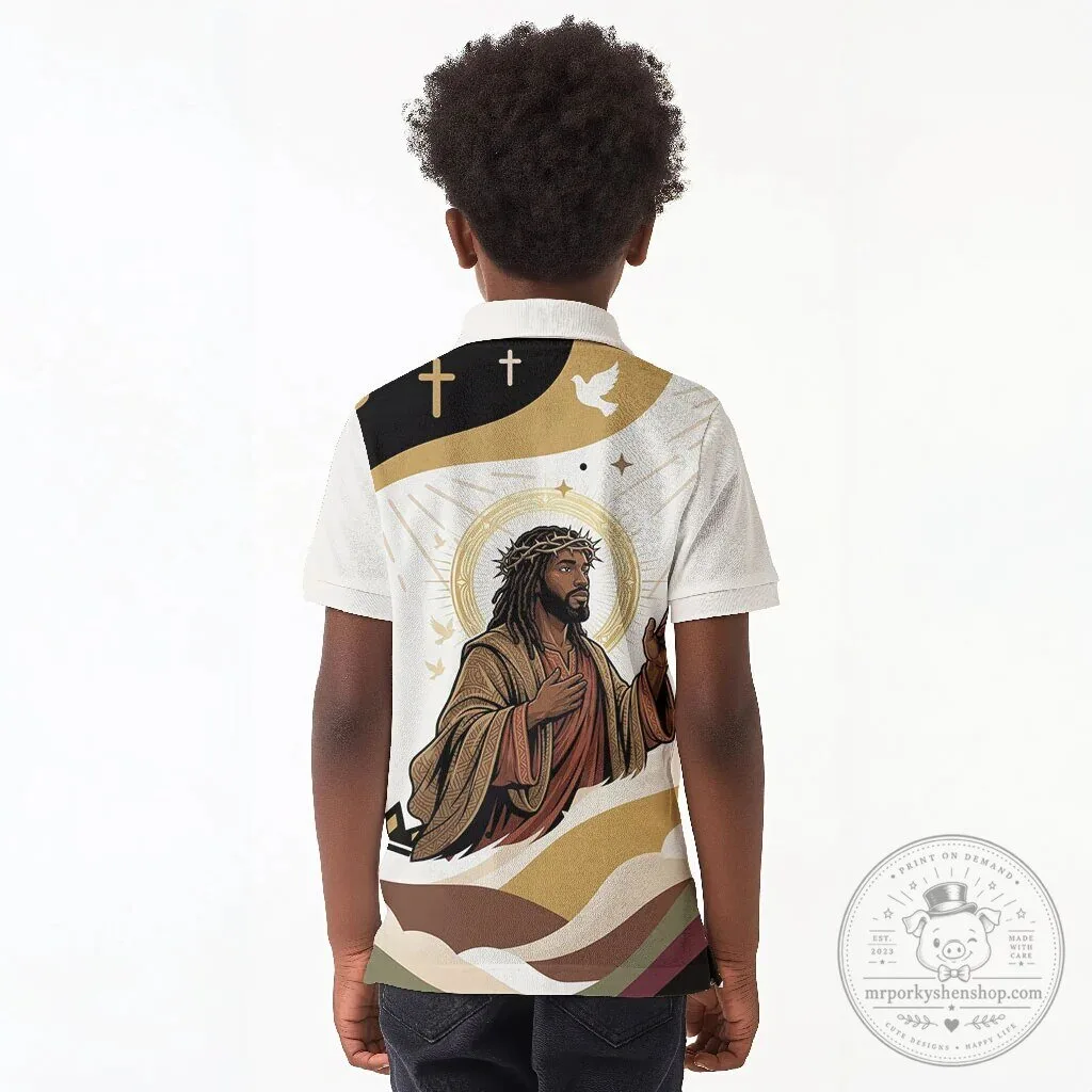 African Black Christ Polo Shirt featuring King Jesus, Holy Cross, Dove, and Christian Faith Themes 7 African Black Christ Polo Shirt featuring King Jesus, Holy Cross, Dove, and Christian Faith Themes
