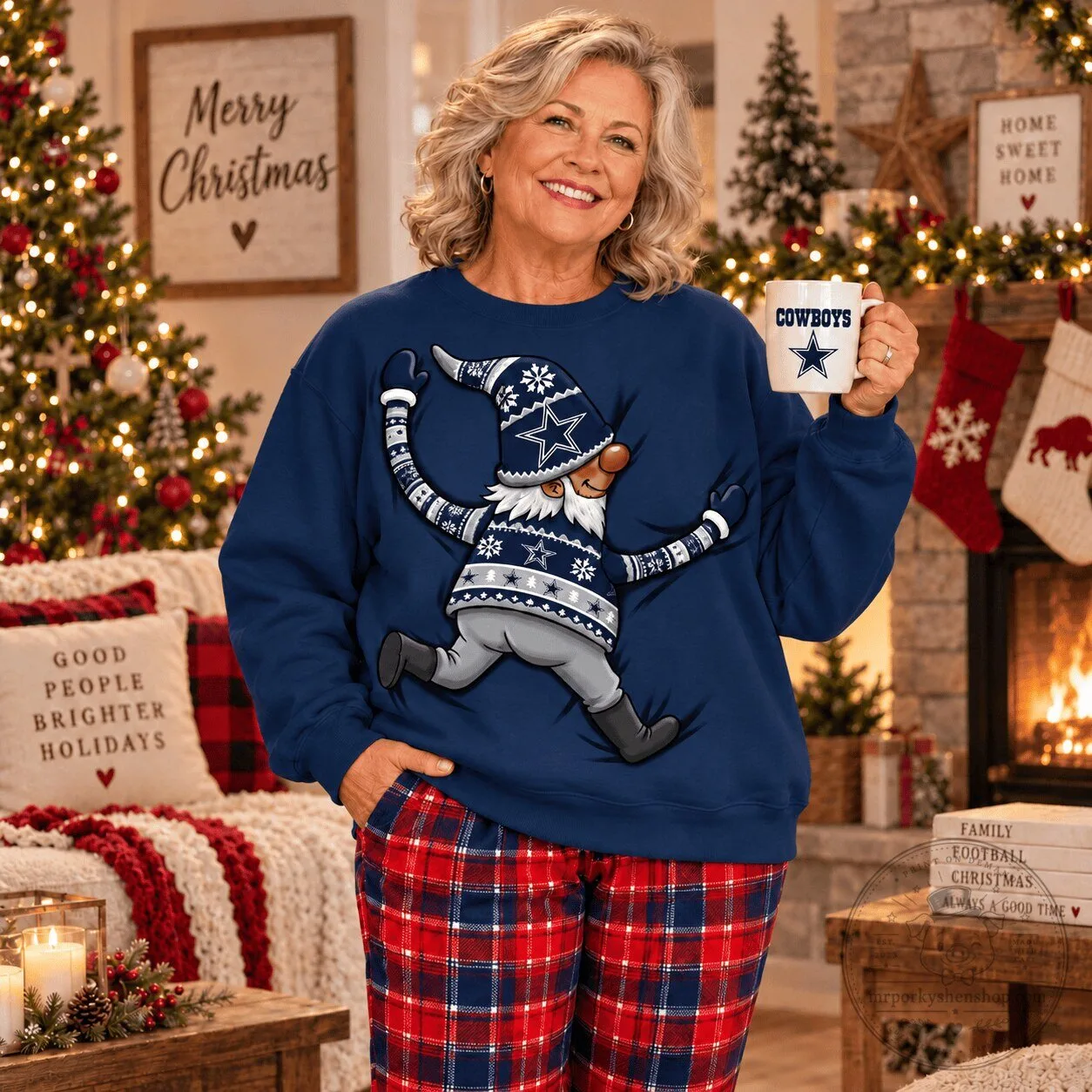 Dallas Cowboys Christmas Gnome Ugly Sweater Style Women's Crewneck Sweatshirt
