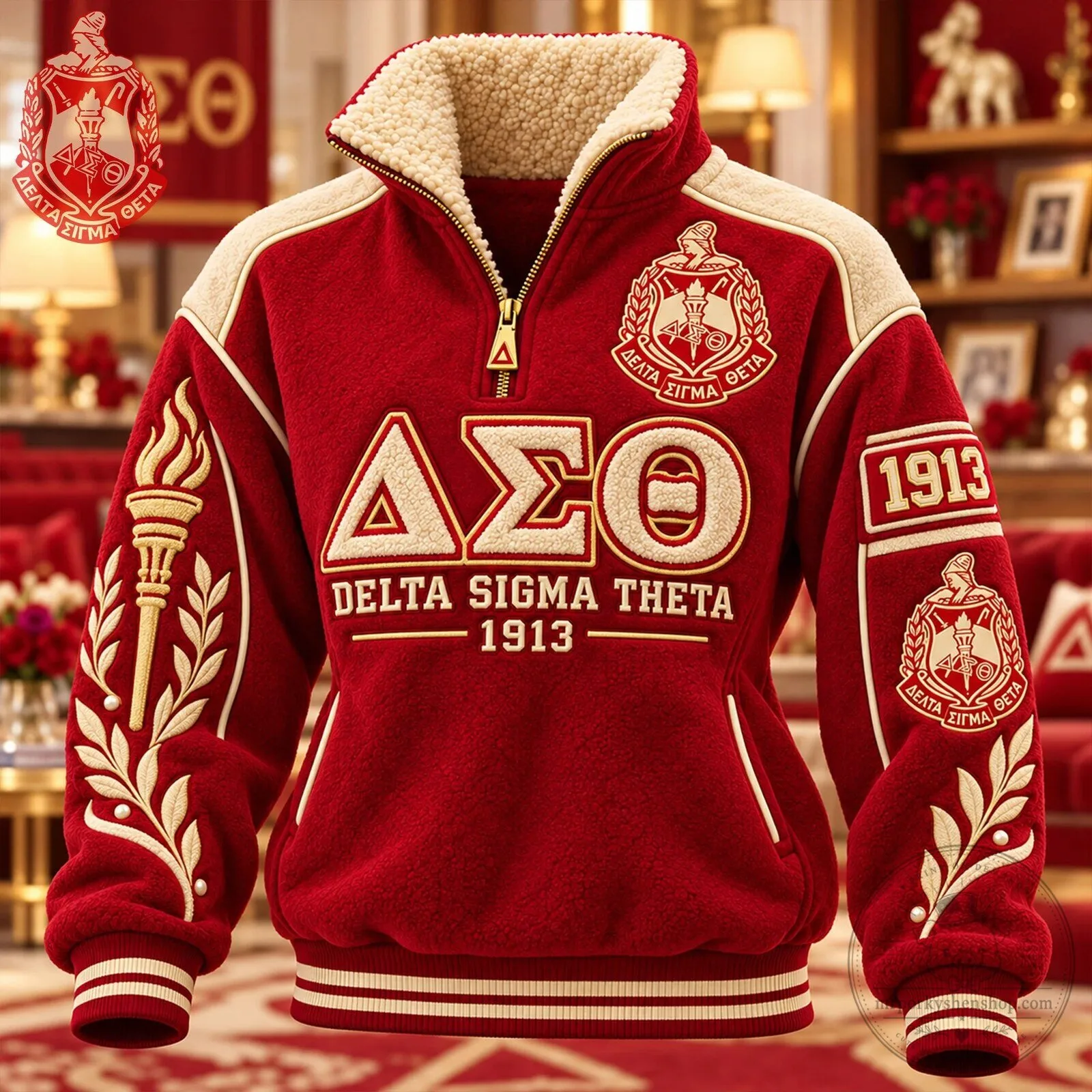 Delta Sigma Theta Fleece Sherpa Collar Pullover Sweatshirt