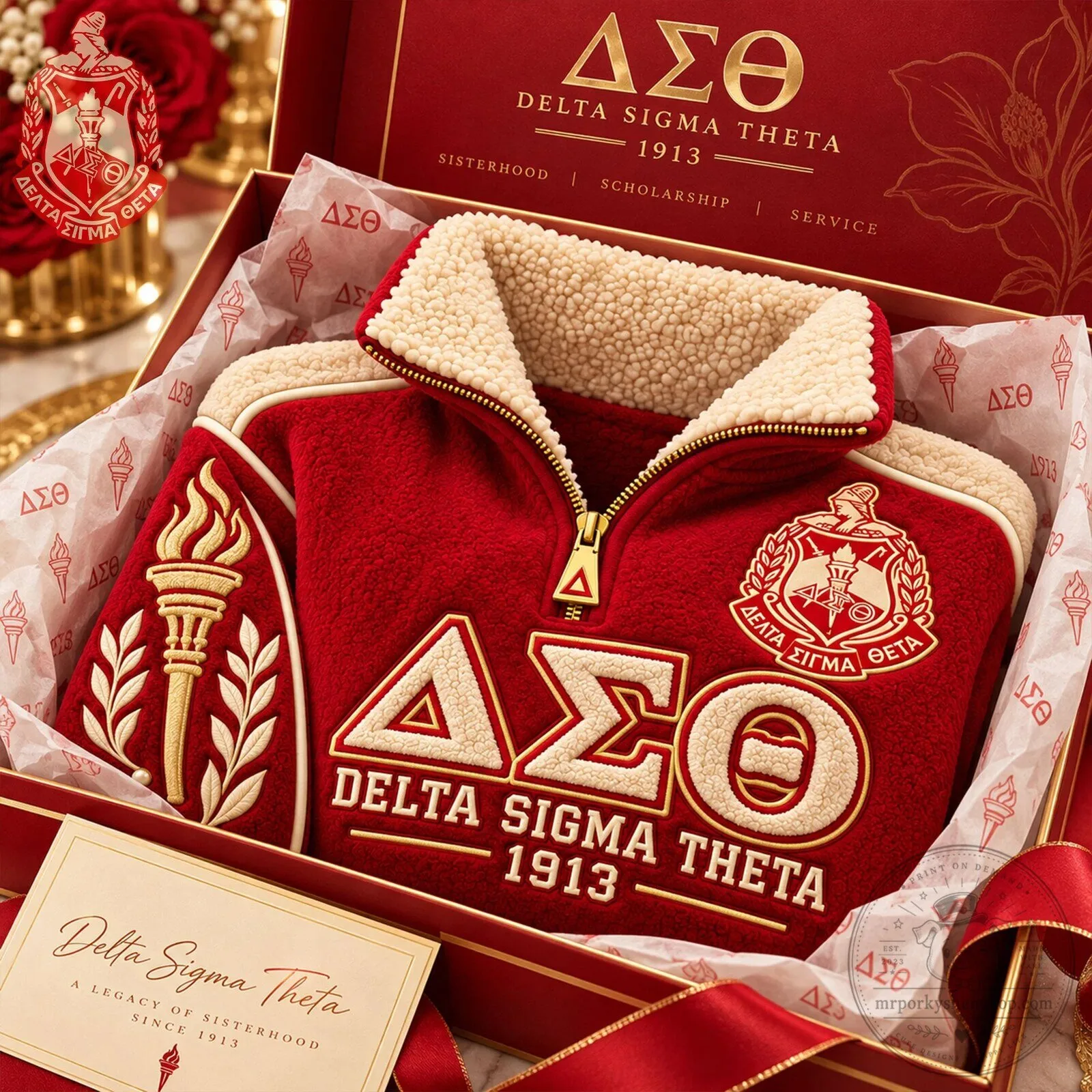 Delta Sigma Theta Fleece Sherpa Collar Pullover Sweatshirt 8 Delta Sigma Theta Fleece Sherpa Collar Pullover Sweatshirt